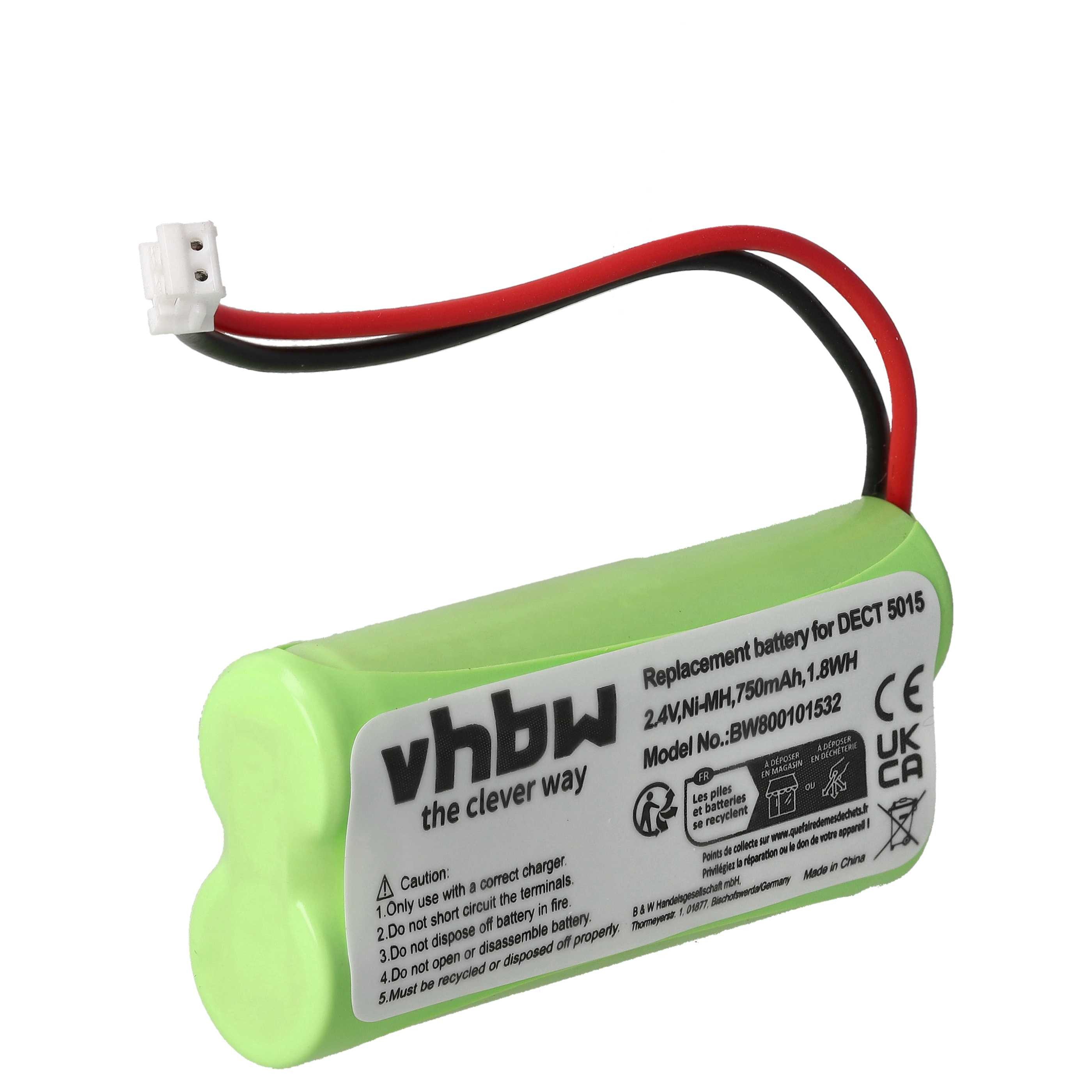 Akku passend für Audioline DECT 5015 Festnetz & DECT (750 mAh, 2,4 V, Akku
