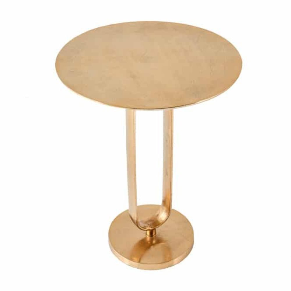 LebensWohnArt Beistelltisch Eleganter Aluminium Beistelltisch GRACE 45x60cm gold Handarbeit