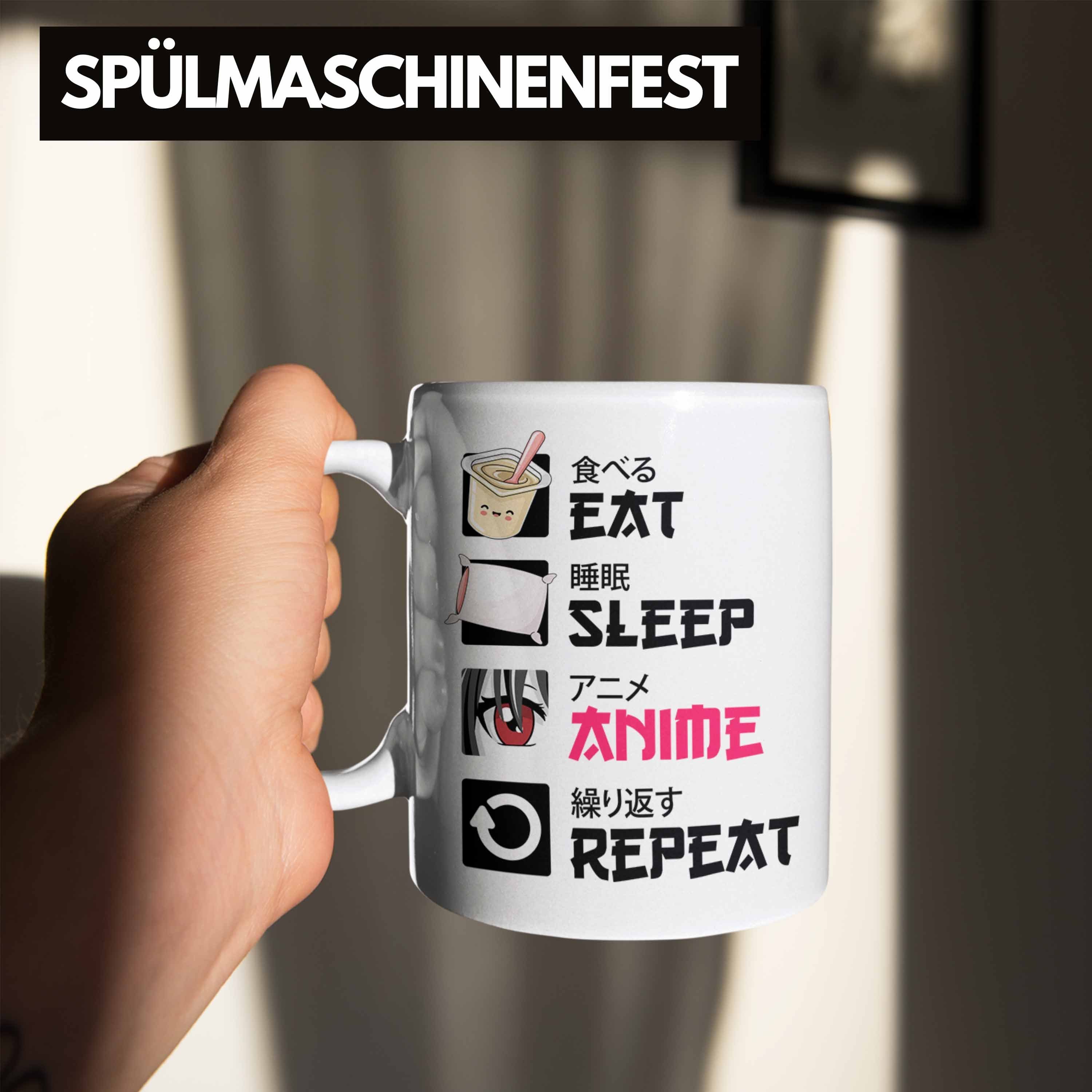 Sleep Weiss Geschenk - Trendation Deko Tasse Kaffeetasse Spruch Anime Trendation Geschenke Eat Tasse