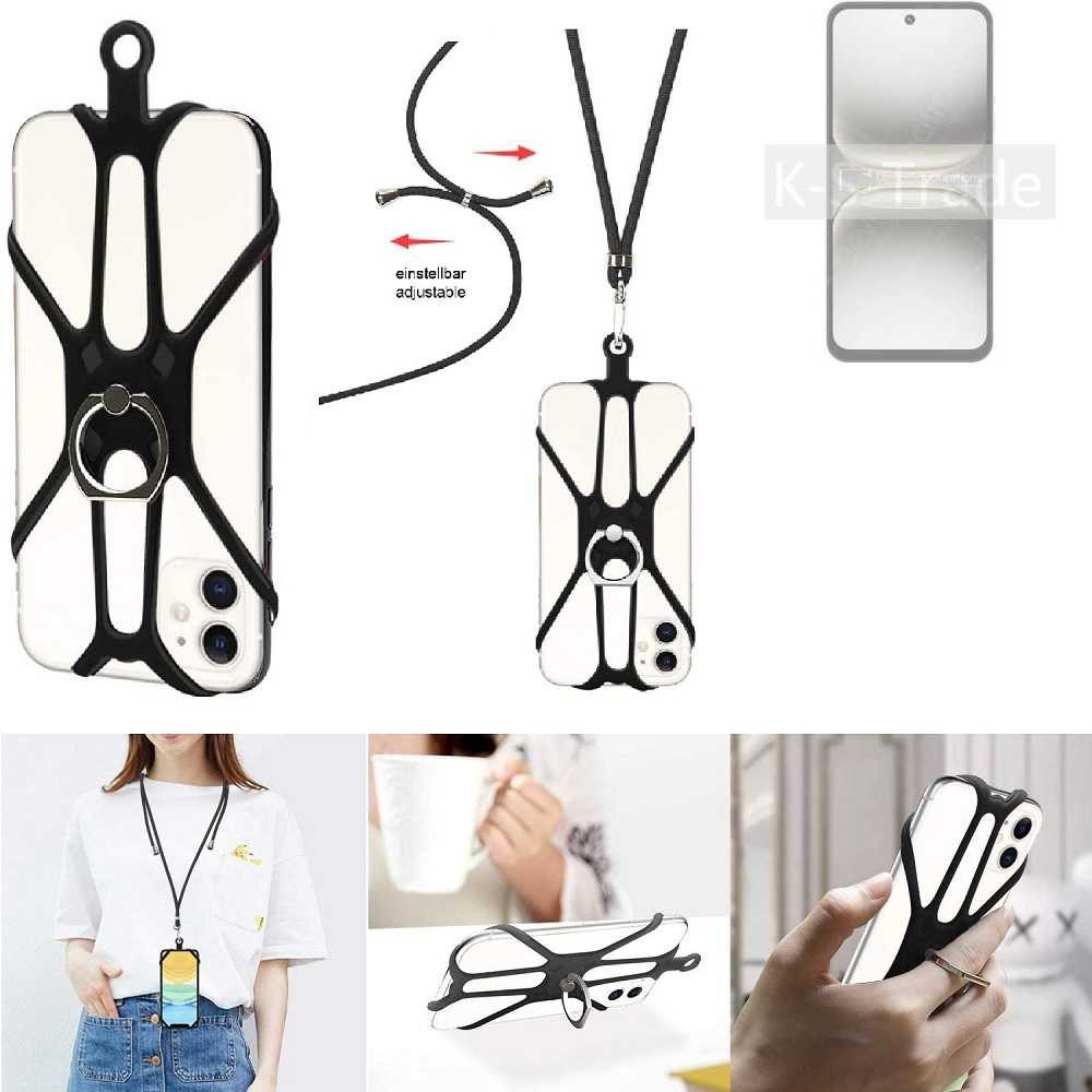 K-S-Trade Handyhülle für Tecno Spark Go 2, 3in1 Handykette Handyband Handykordel Halsband Smartphone-Ring