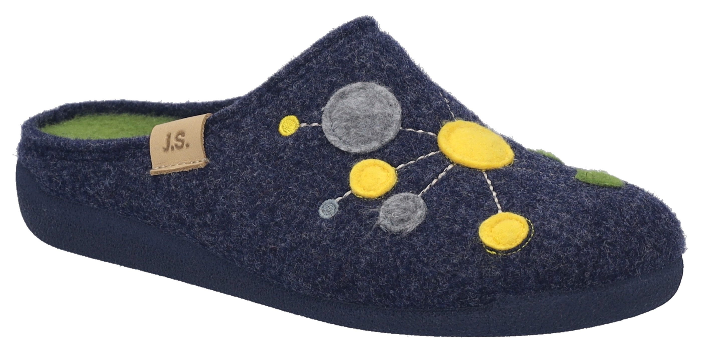 Josef Seibel Cara 02 Hausschuh Pantoffel, Slipper mit bunter Verzierung