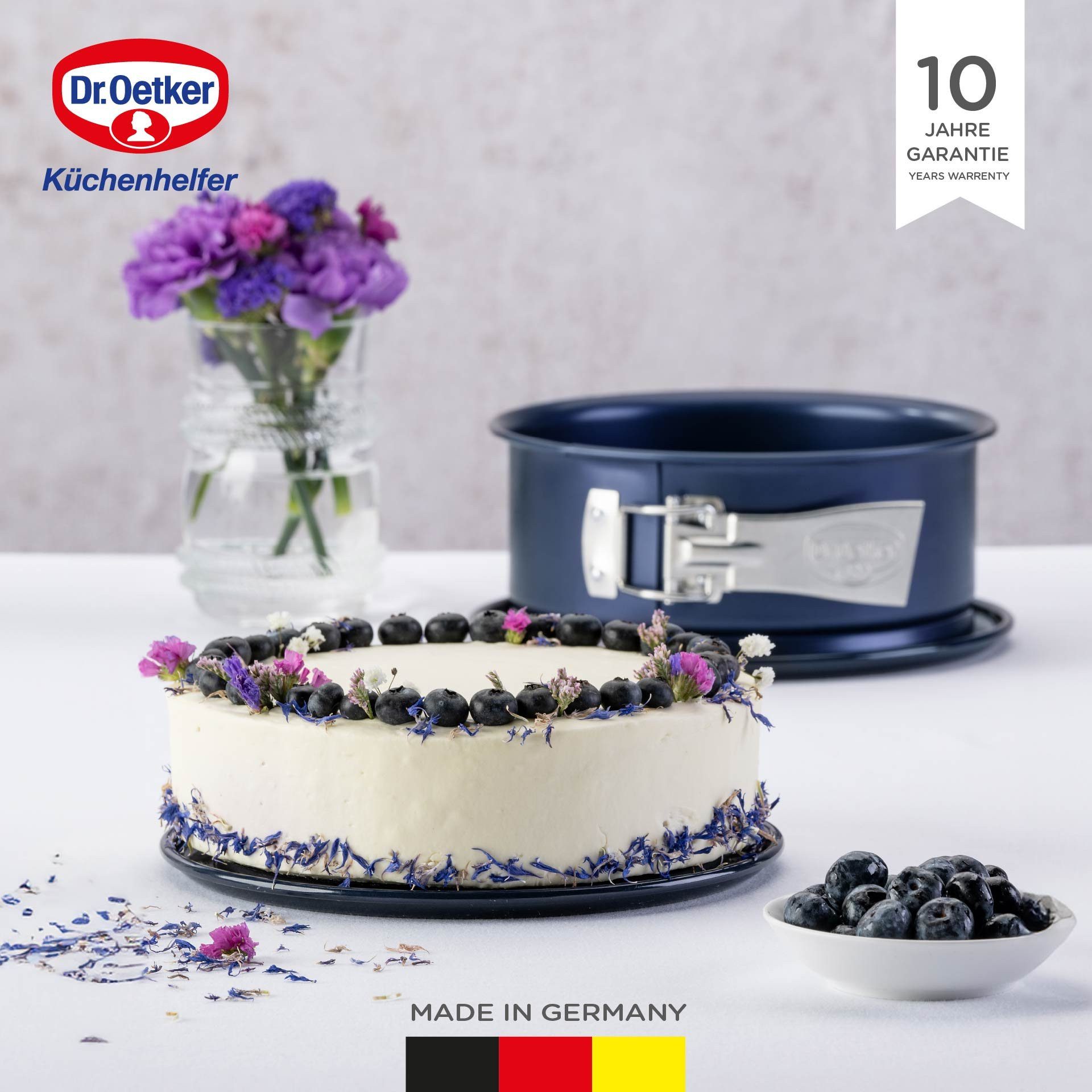 Dr. Oetker Küchenhelfer Springform Springform mit Emaille-Servierboden und Antihaft-Ring