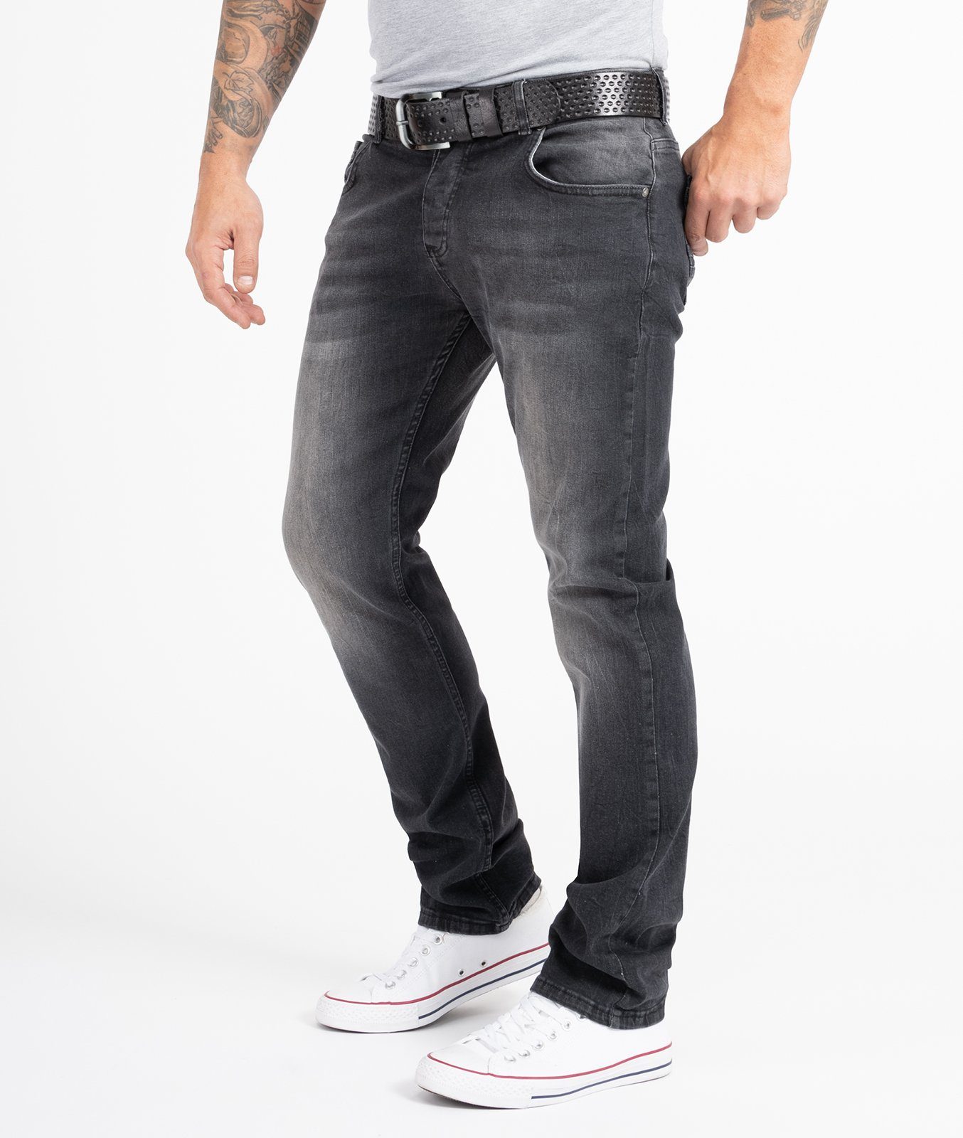 Regular Straight-Jeans Dunkelgrau Creek Rock Herren RC-2158 Jeans Fit