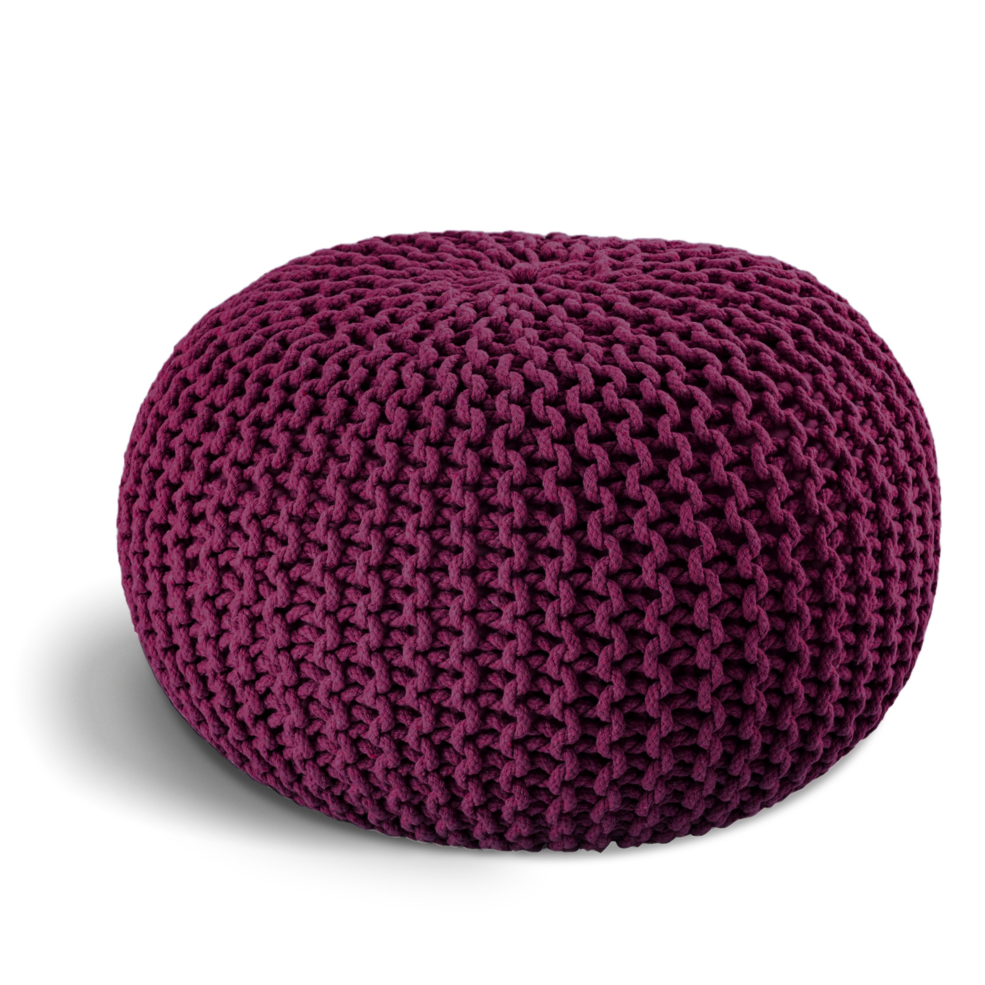 ELYFLAIR Pouf ELYFLAIR® Handgestrickter Pouf aus 100% recyceltem Material, Handgefertigt, 100% recycelte Baumwolle