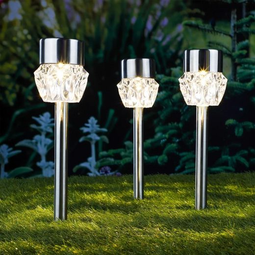 HI Gartenleuchte »HI Solar LED GartenWegeleuchten 3 Stk. Kristall