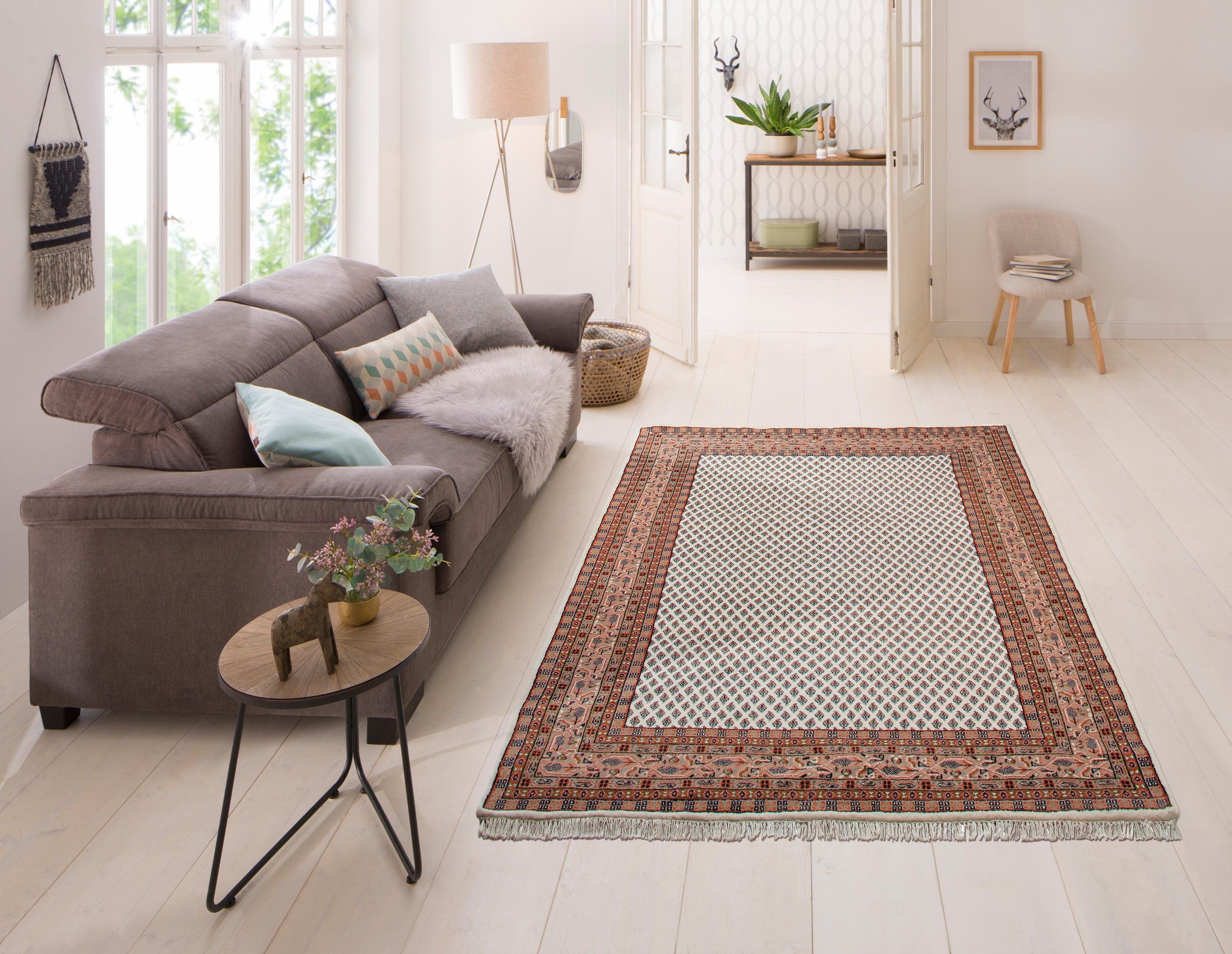 OTTO home Orientteppich Levin, rechteckig, Höhe: 12 mm, handgeknüpft, reine Wolle, mit Fransen, auch als Läufer, Wohnzimmer