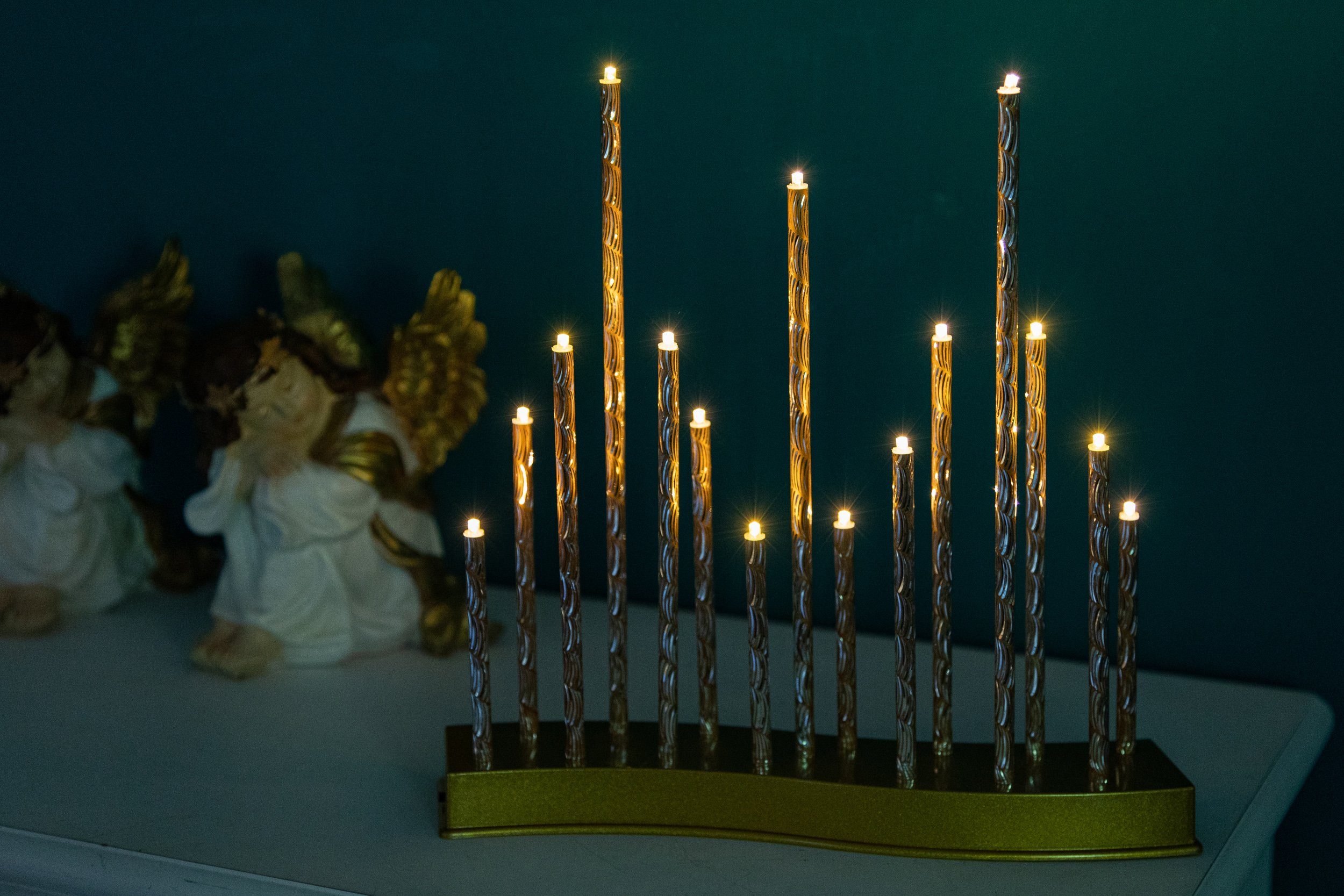 15 Dekoobjekt Goldene Lichterbogen LEDs mit Wohnando Gold 15 Dekoration LED mit LEDs: