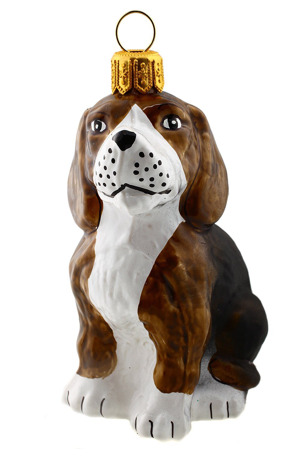 handdekoriert Hamburger Beagle, mundgeblasen - - Dekohänger Weihnachtskontor Hund Christbaumschmuck