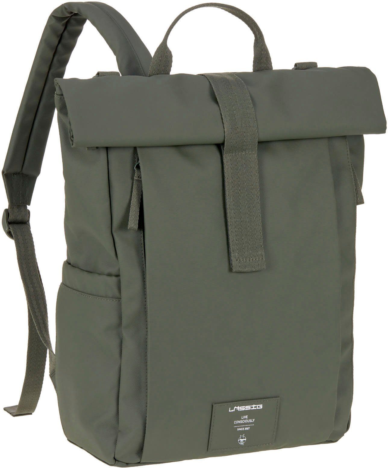 Wickelrucksack Rolltop Material Green Teil Label, zum Up, recyceltem LÄSSIG vegan; olive, aus