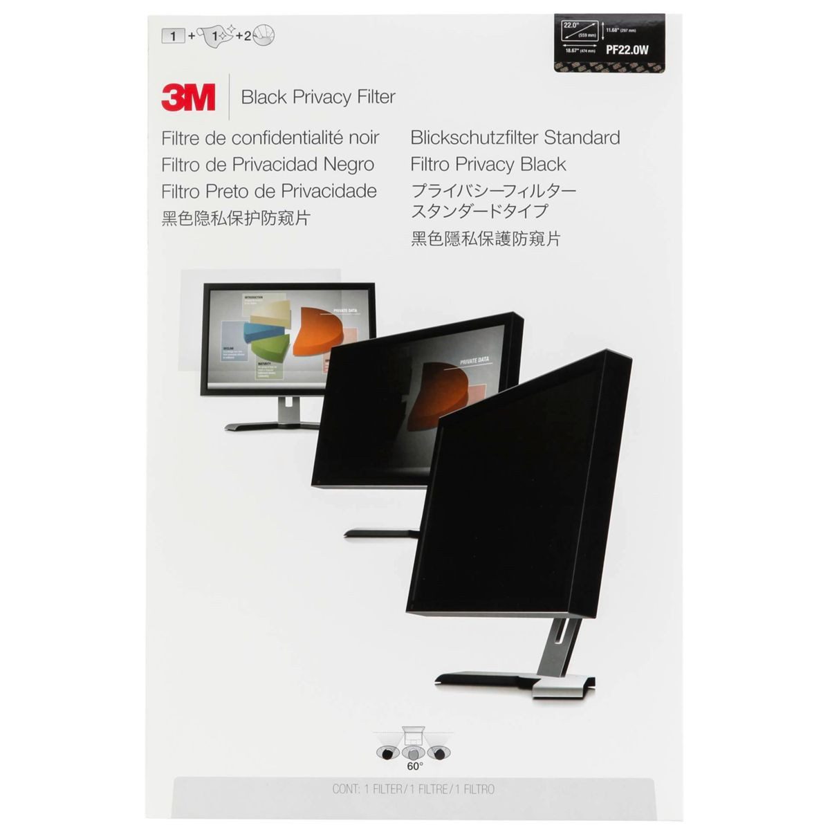 Displayschutzfolie PF220W1B Blickschutzfilter Black für 55,9cm 16:10