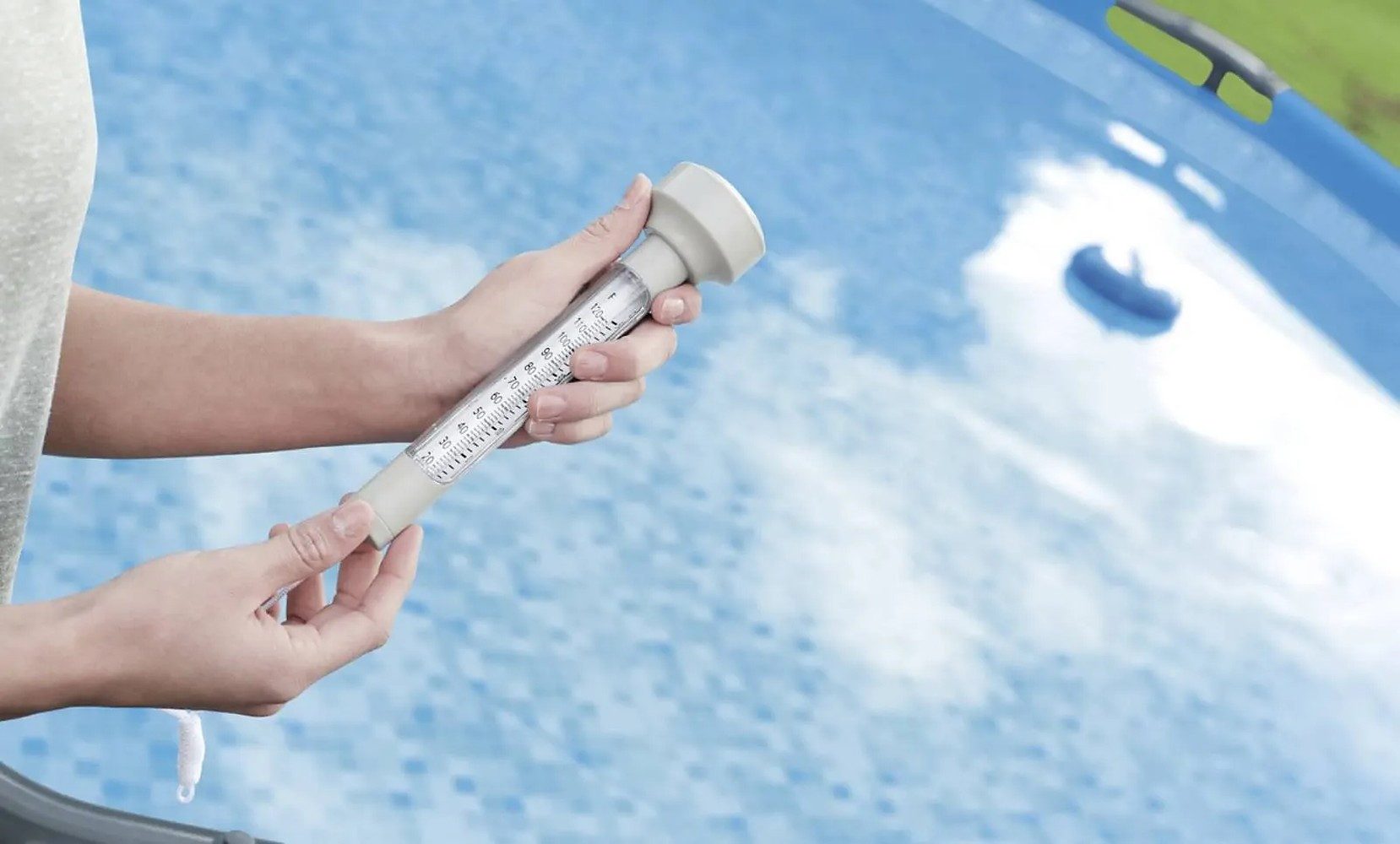 BESTWAY Schwimmthermometer Poolthermometer Wasserthermometer, Spar-Set 1-tlg., 19x5cm schwimmfähig, Schwimmfähig, ABS-Kunststoff, mit Kordel