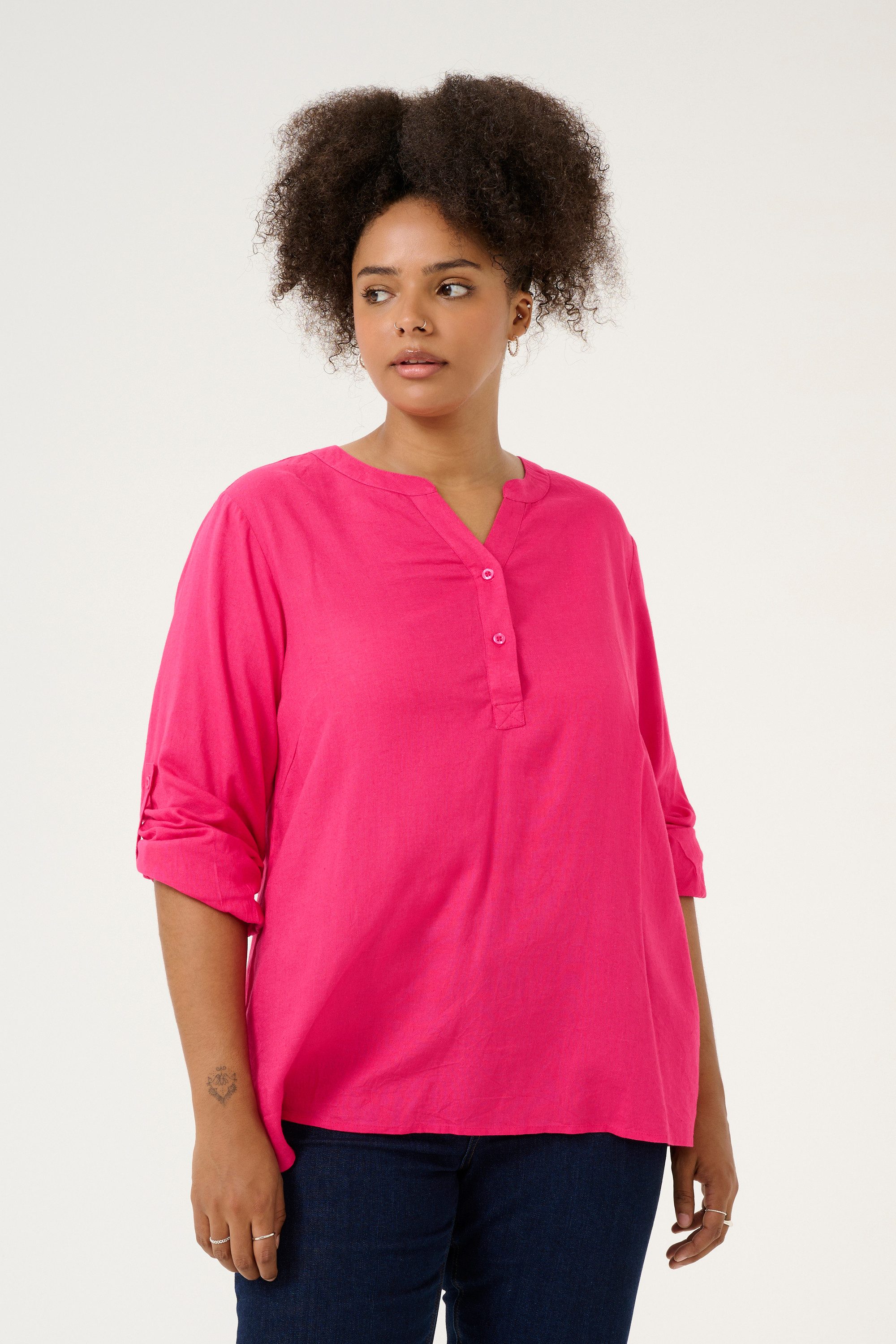 KAFFE Curve Langarmbluse Langarm-Bluse KCmille Große Größen
