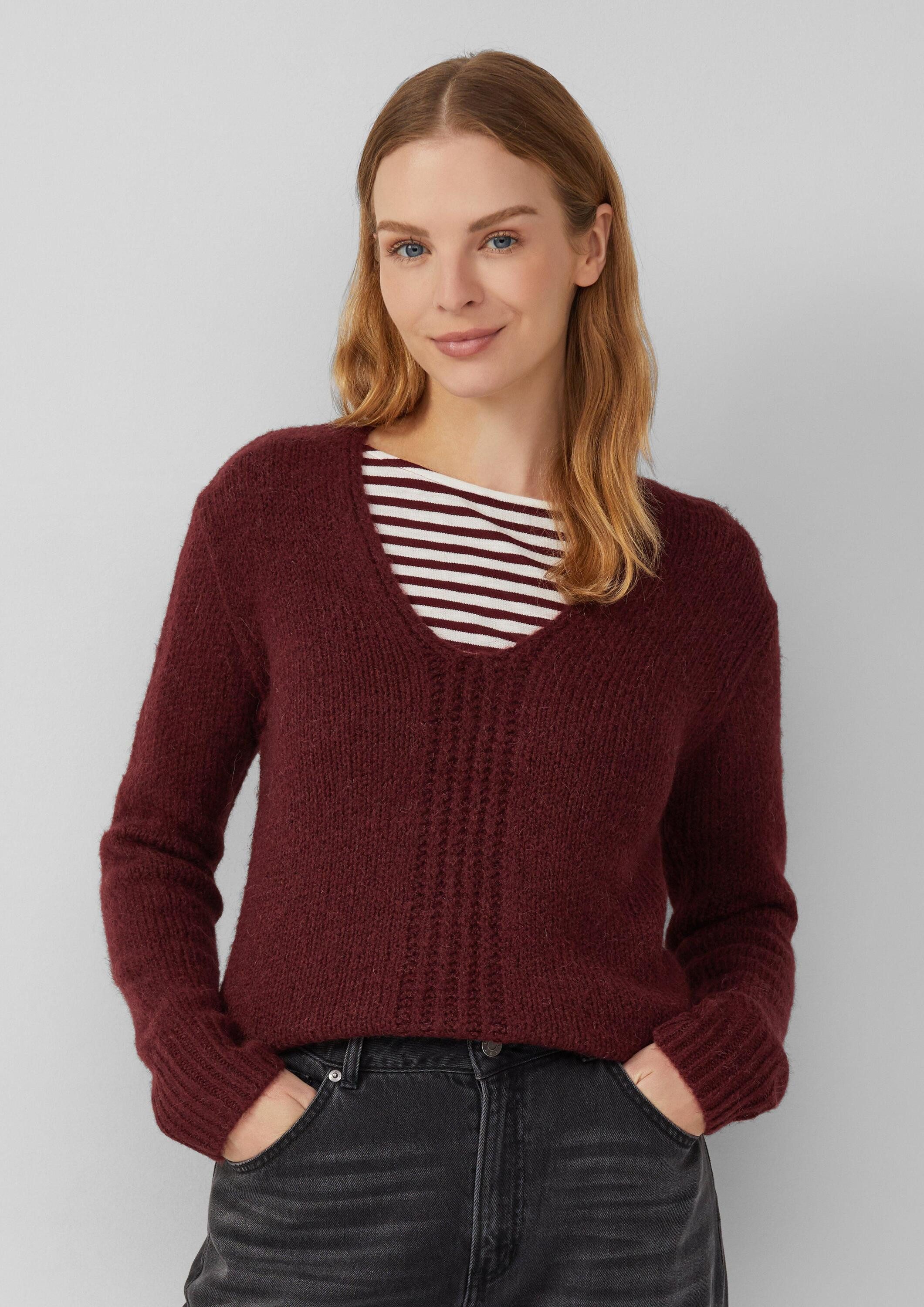 s.Oliver Longpullover Strickpullover Alpakamixpullover mit Strickmuster günstig online kaufen