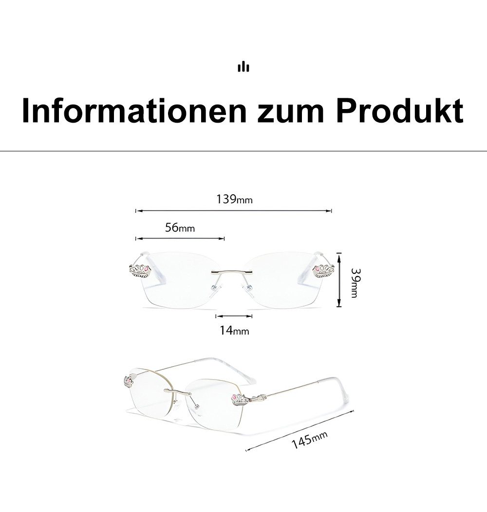 PACIEA Lesebrille Damen Herren Randlos Metall Anti Blaulicht Mode