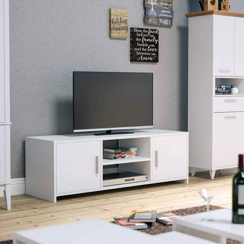 Homfa Lowboard (Fernsehtisch TV Schrank), Fernsehschrank Holz 110x35x40cm