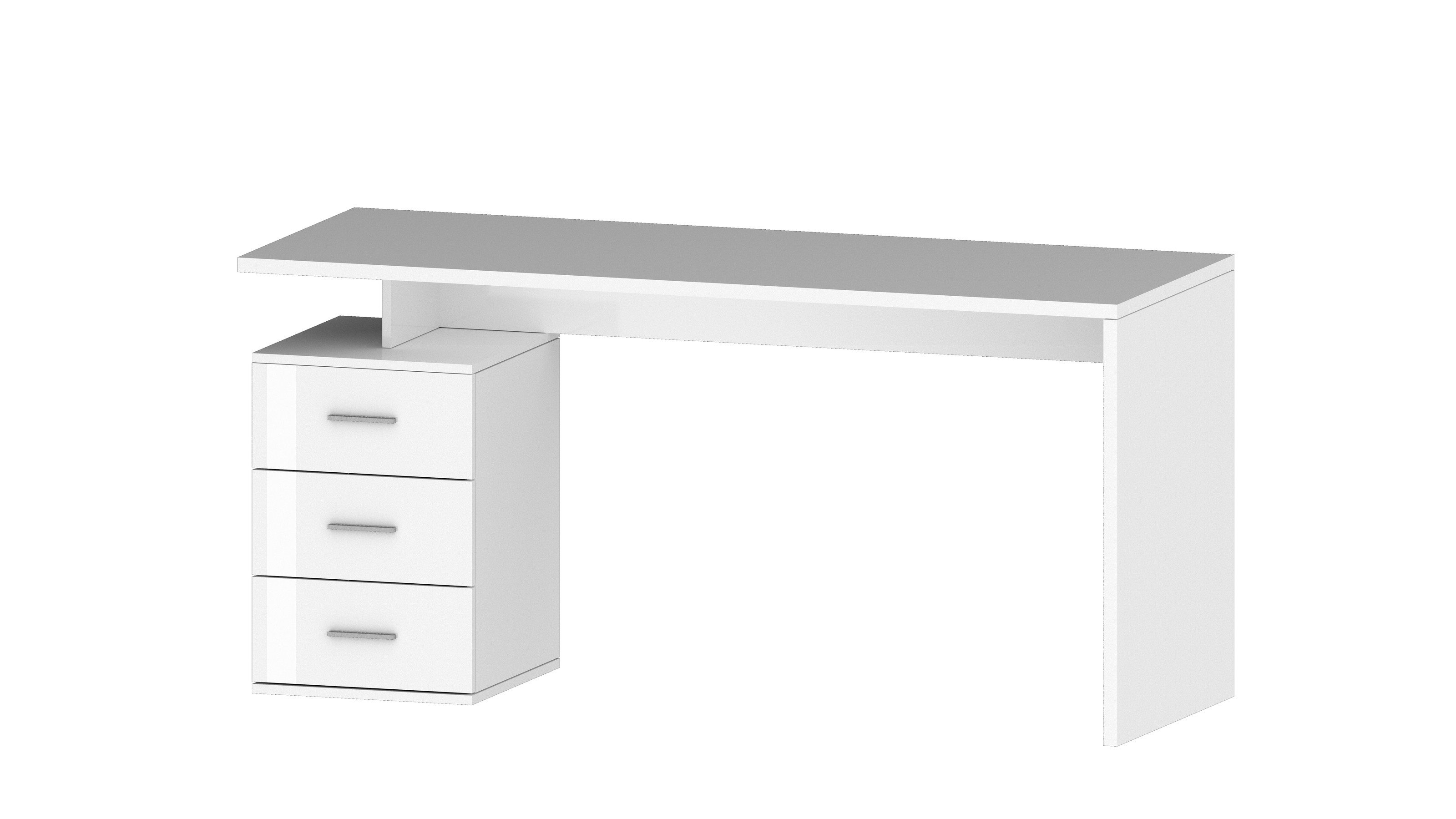 freiraum Schreibtisch Novara, in Weiß Hochglanz - 160x75x60cm (BxHxT)
