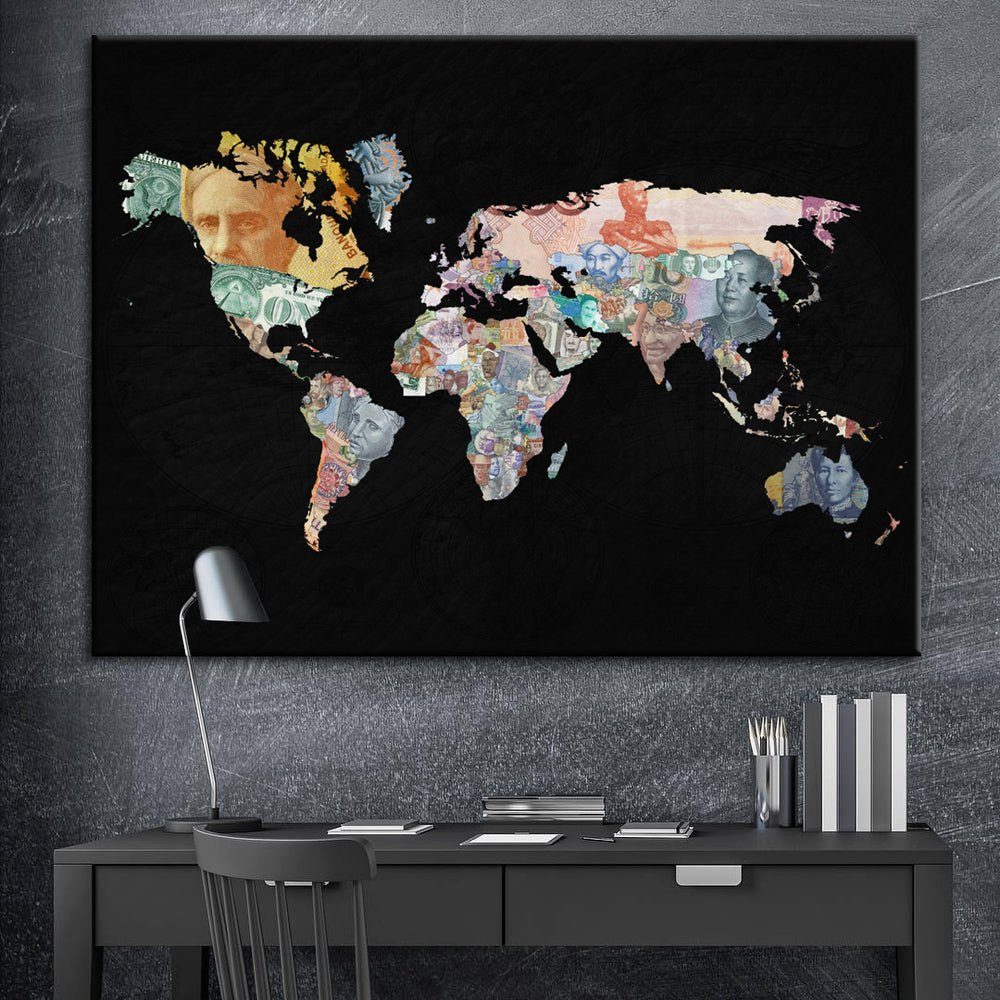 regiert Motivation die Black mit Hustle Welt Rahmen ohne Edition Leinwandbild, Geld DOTCOMCANVAS® Leinwandbild