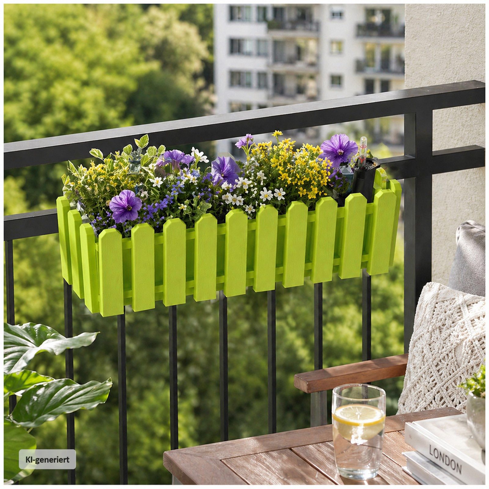 HTI-Living Blumenkasten Pflanzgefäß mit Wasserspeicher 50 cm Nessa (Stück, 1 St., 1 Blumenkasten), Blumenkasten mit Wasserstandsanzeige