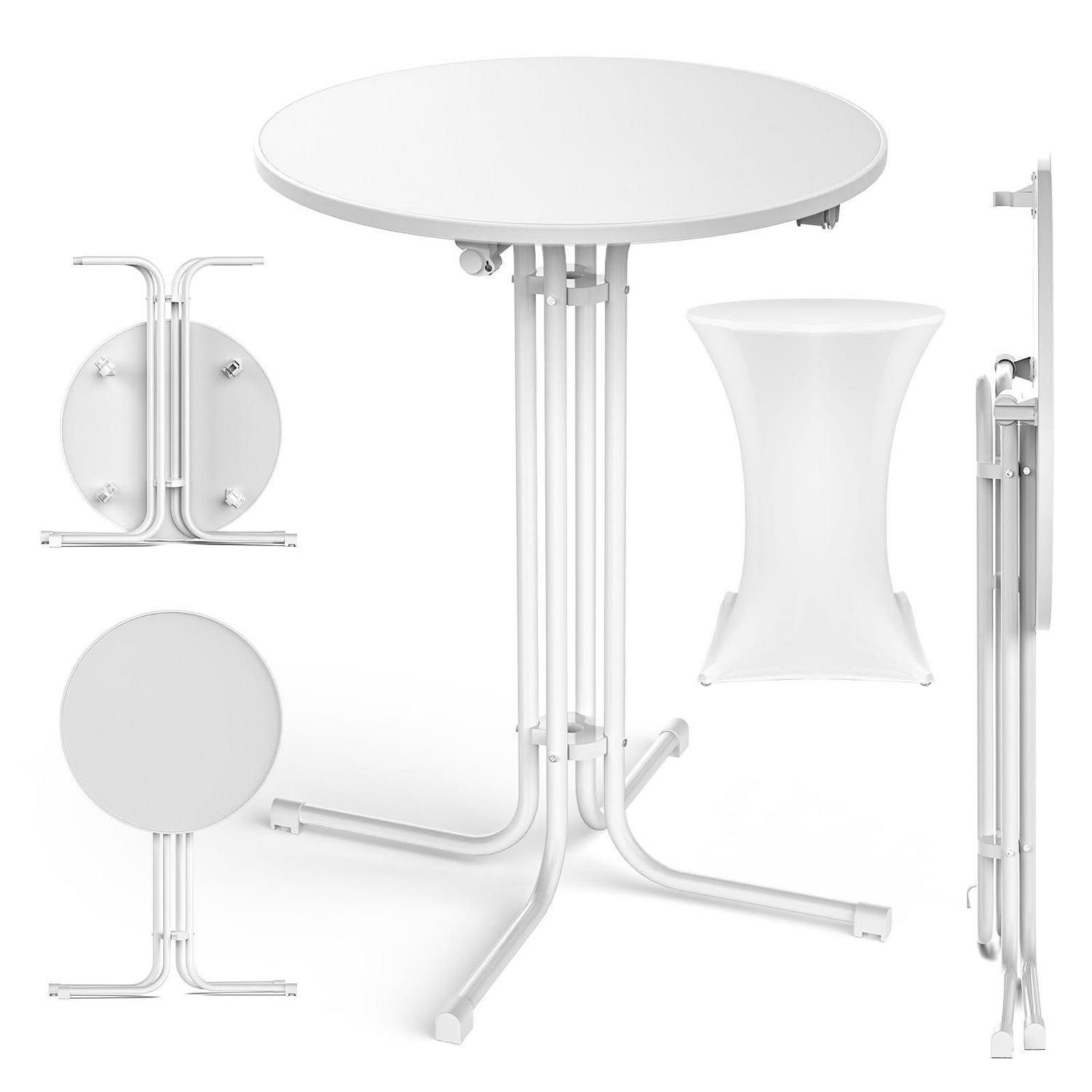 LuxusKollektion Stehtisch Stehtisch klappbar rund weiß 80cm (1-St)