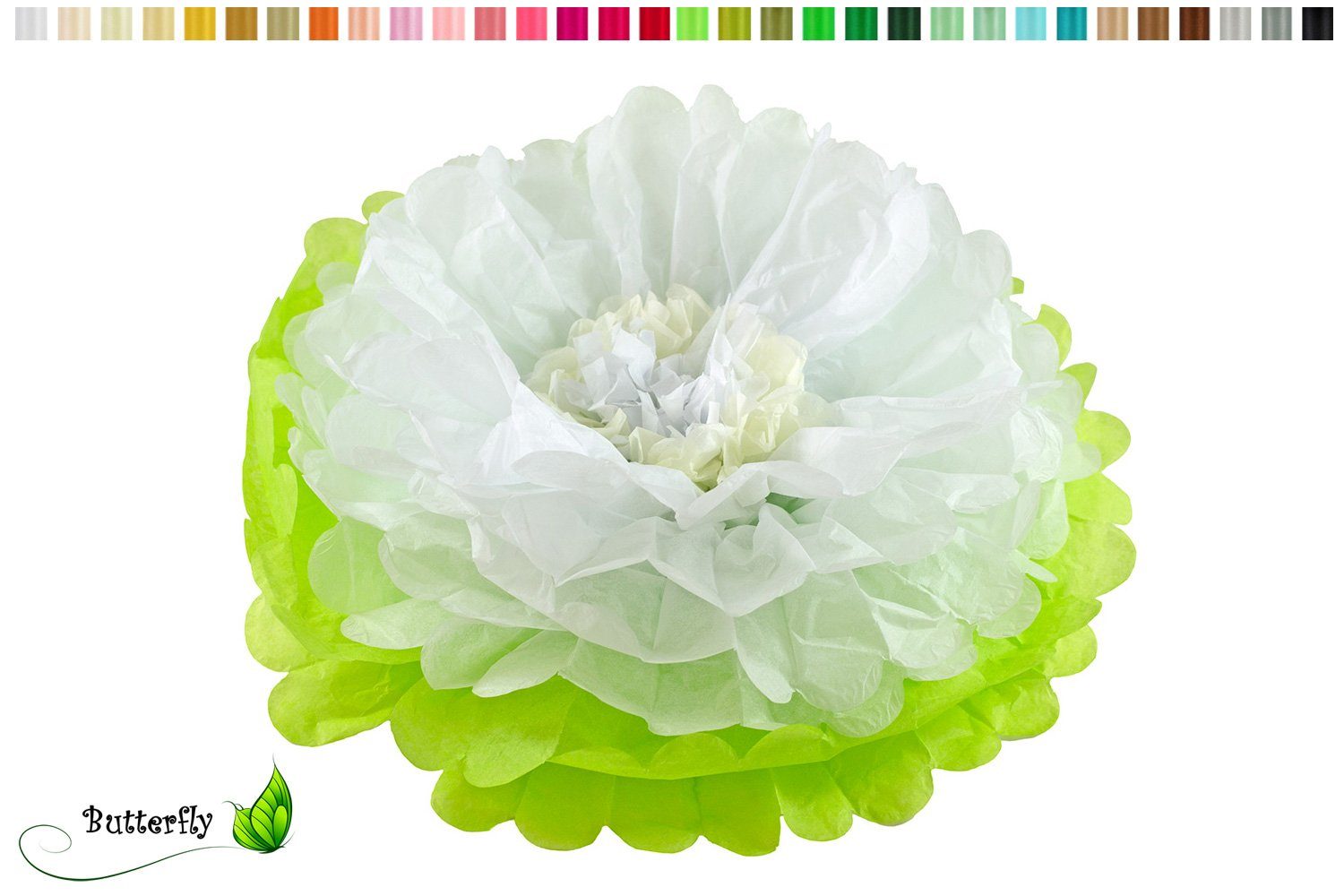 Creativery Papierblumen, 1 Papier PomPon Blume 35cm 2-farbig