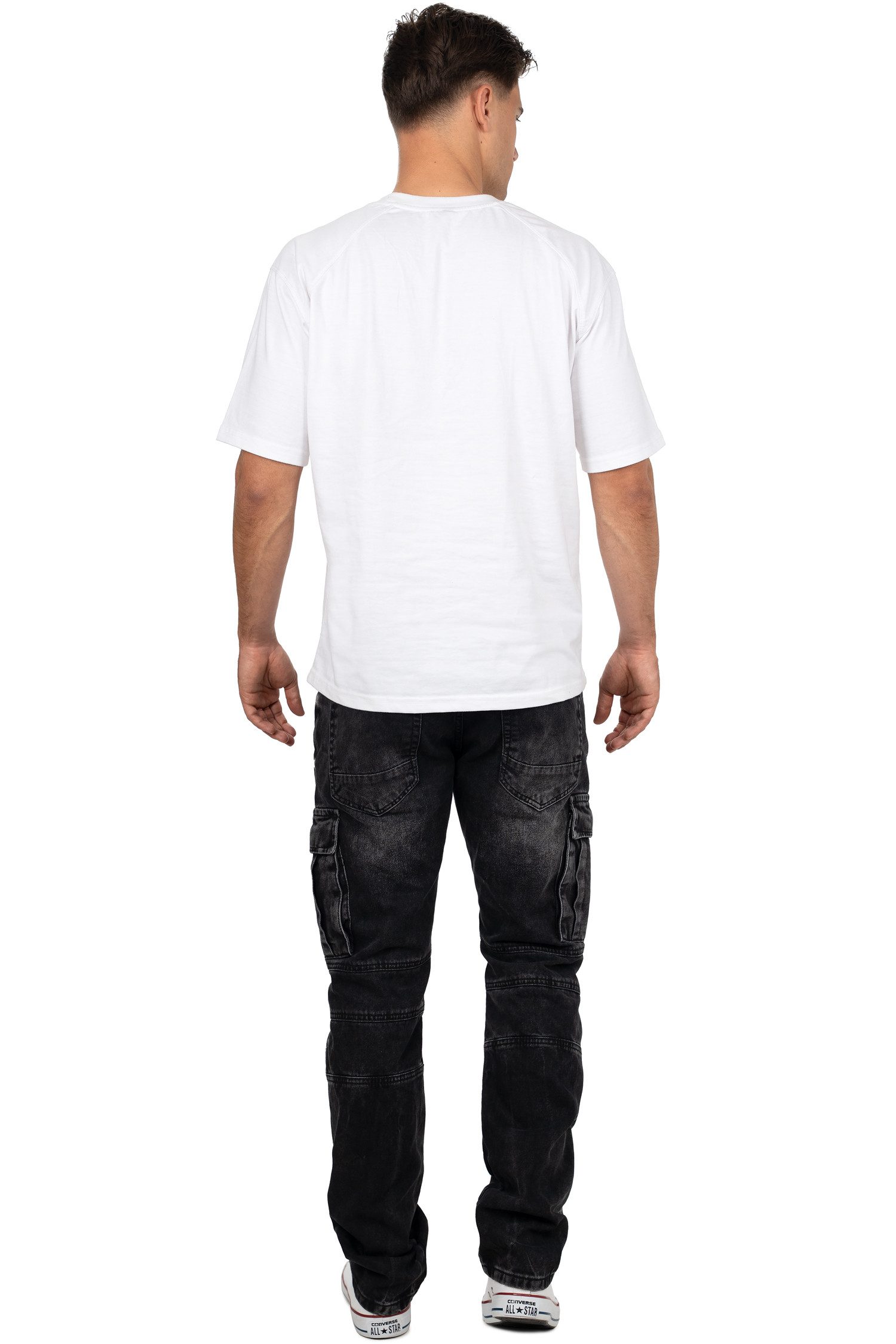 Cipo & Baxx Bikerjeans Biker Hose BA-CD798 im Cargo-Style mit 5-Pocket-Style und Rippenmuster