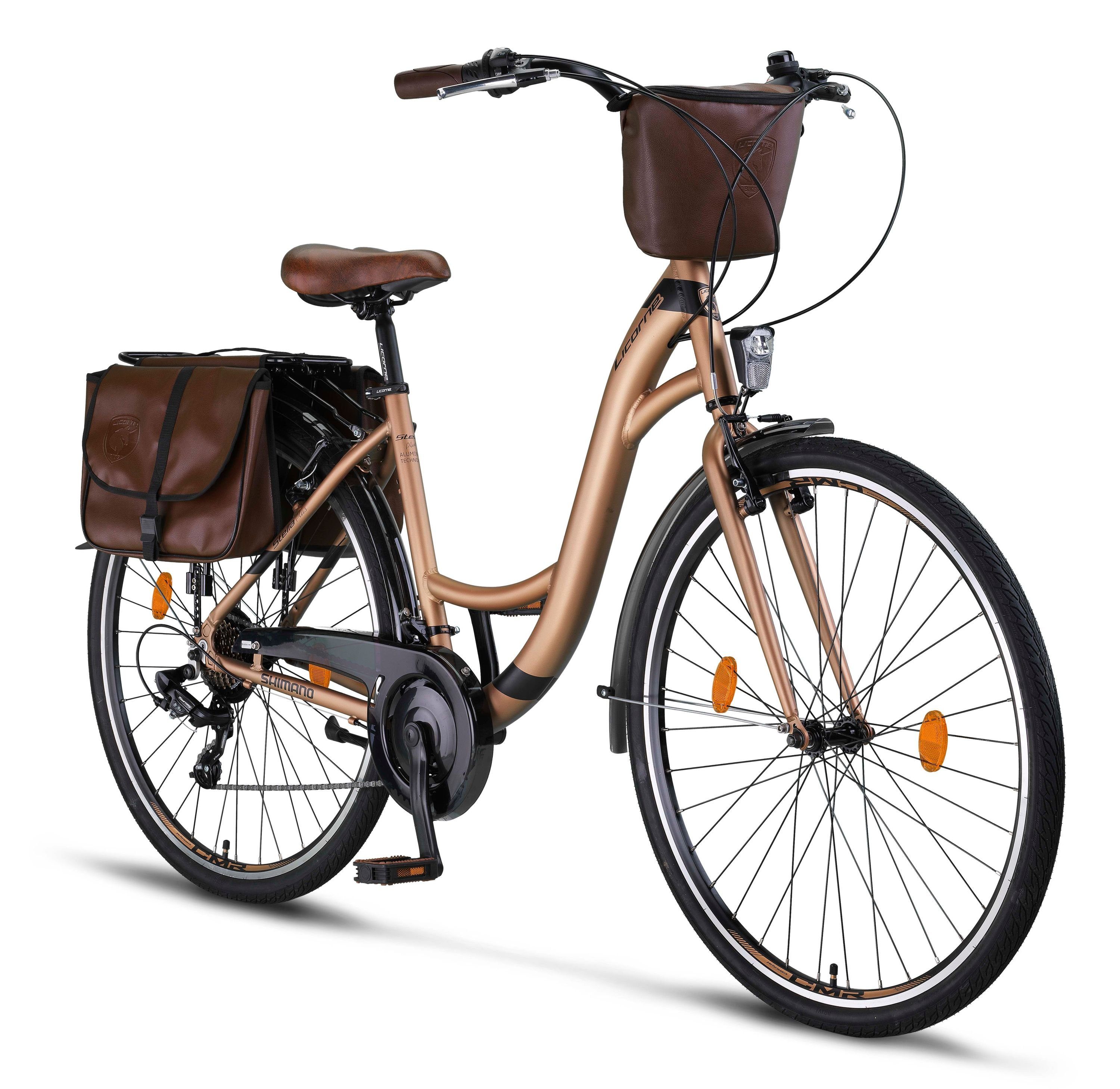 Licorne Bike Cityrad Licorne Bike Stella Plus Premium City Bike Aluminium, 21 Gang Gold