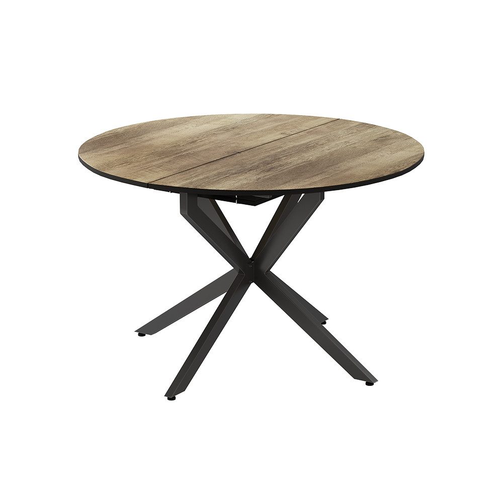 Vicco Esstisch Loyd, Eiche rustikal/Schwarz, 120 x 120 cm ausziehbar günstig online kaufen