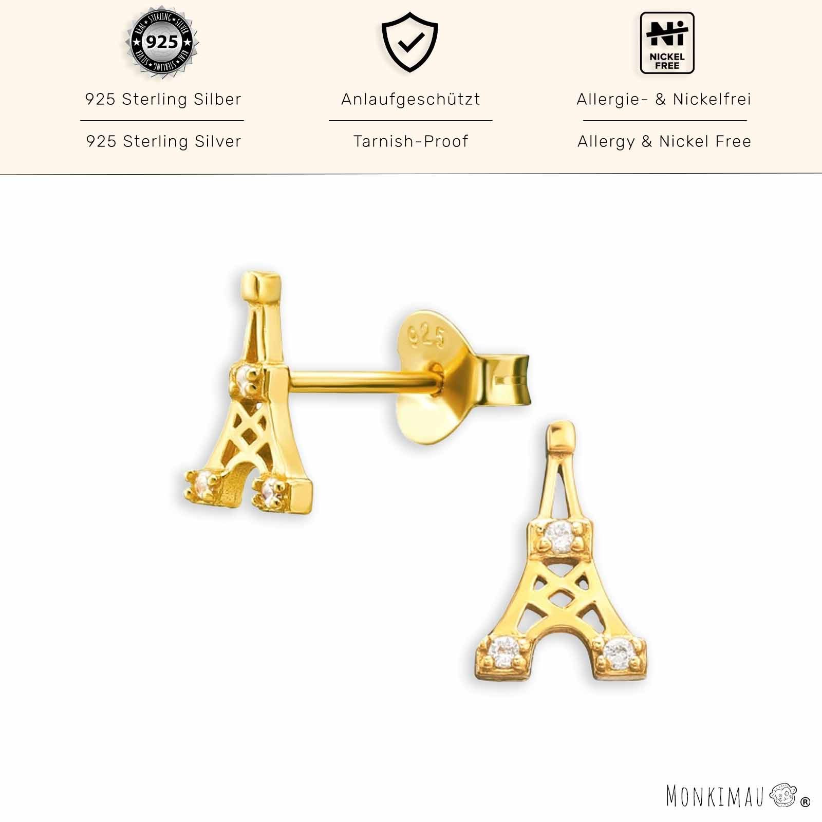 Monkimau Ohrring-Set Eiffelturm Ohrstecker mit Zirkonia Glamouröses Paris-Flair, Hypoallergen – Bild 2 von 5