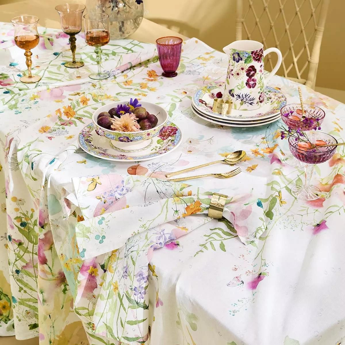 Garnier Thiebaut Stoffserviette Servietten (4x Set) Rosee Du Matin Printemps 45x45 cm, (4 St)