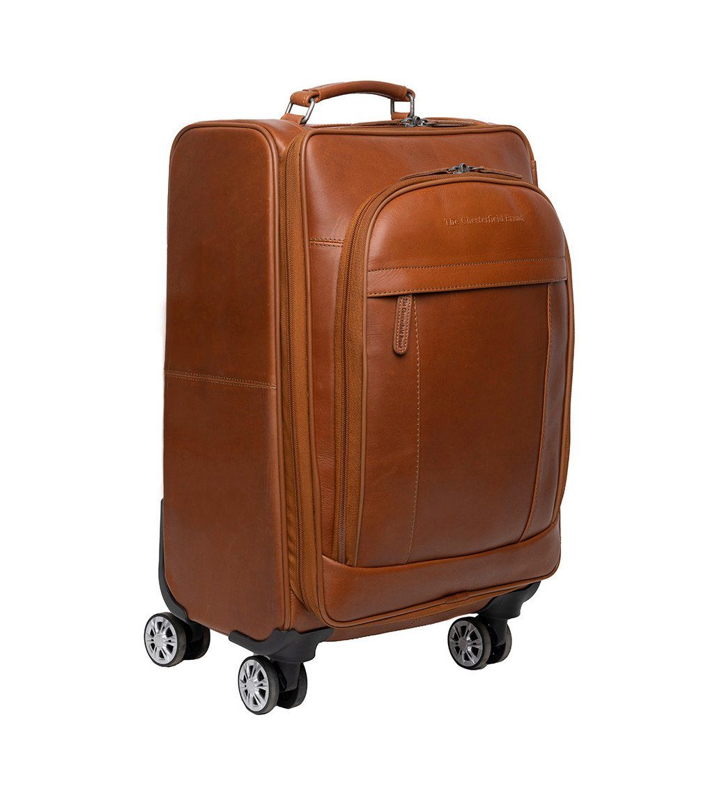 The Chesterfield Brand Business-Koffer C21.500631 Spinner "Key Largo" Waxed Pull Up Leder Koffer Cognac, 4 Rollen