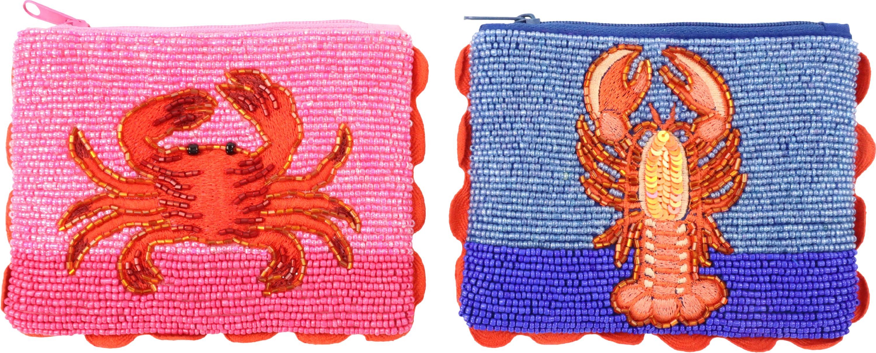 FURNARO Handtasche (2-tlg. Taschenset), Handbestickt mit Glasperlen