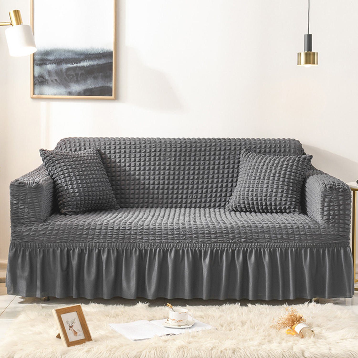 Sofahusse Elastische Sofa -Hülle, Einfach Grau MAGICSHE, säubern zu