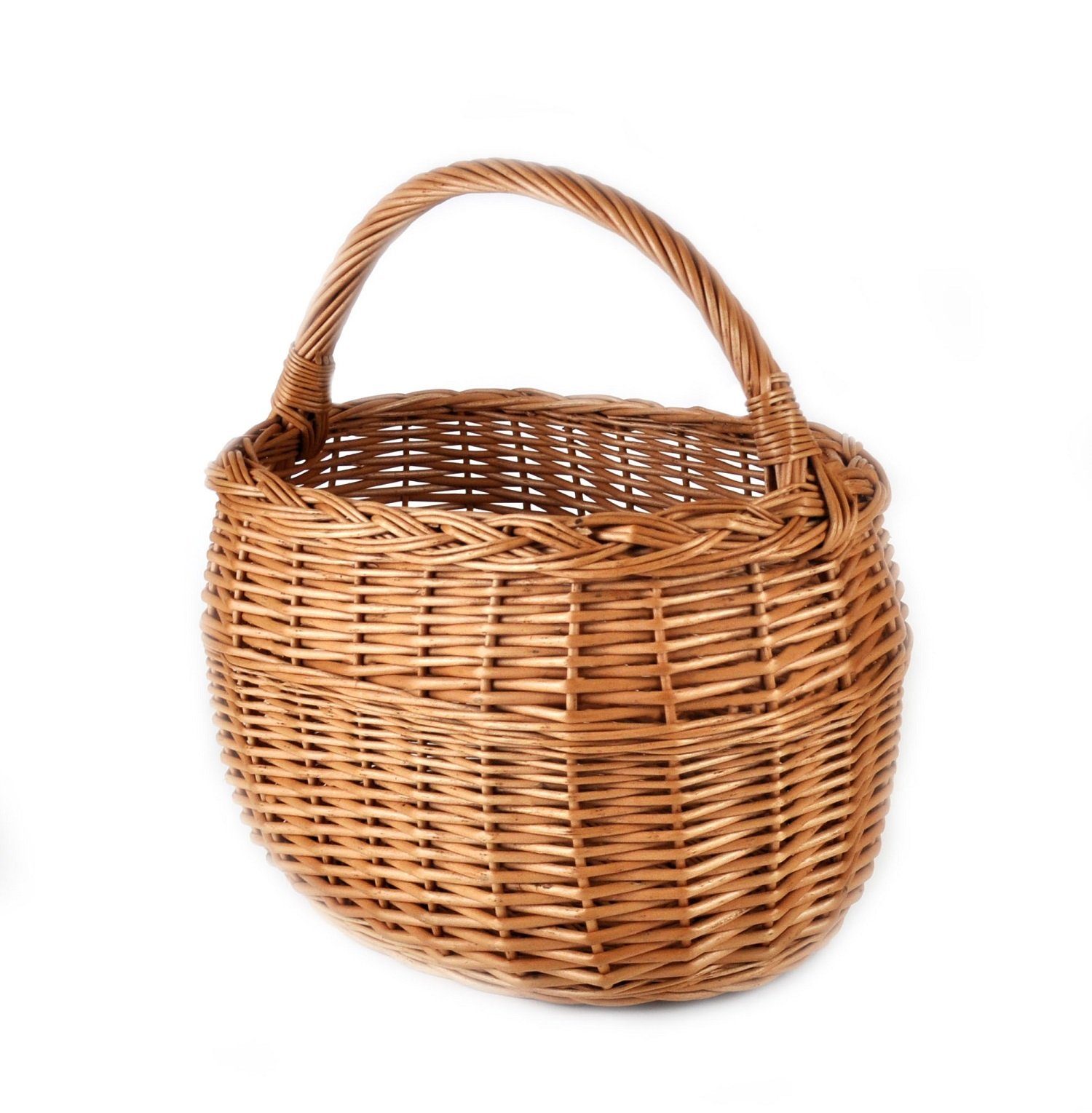 MyBer® Einkaufskorb Weidenkorb Pilzkorb Korb aus Weide geflochten. Handarbeit, 38/26/25-42cm Stabiler Korb aus Weide mit Griff und hübschem Muster