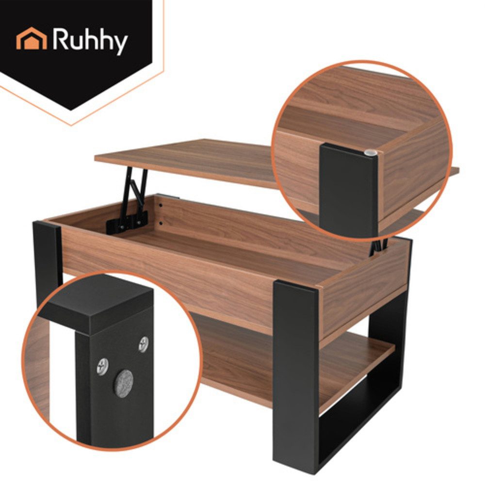 KRUZZEL Couchtisch Sofatisch 3-in-1-Verstellung Tischplatte (Spar-Set, 1-St., Mehr Platz), Flexibel von 47 auf bis zu 61 cm erhöhbar – Bild 4 von 5