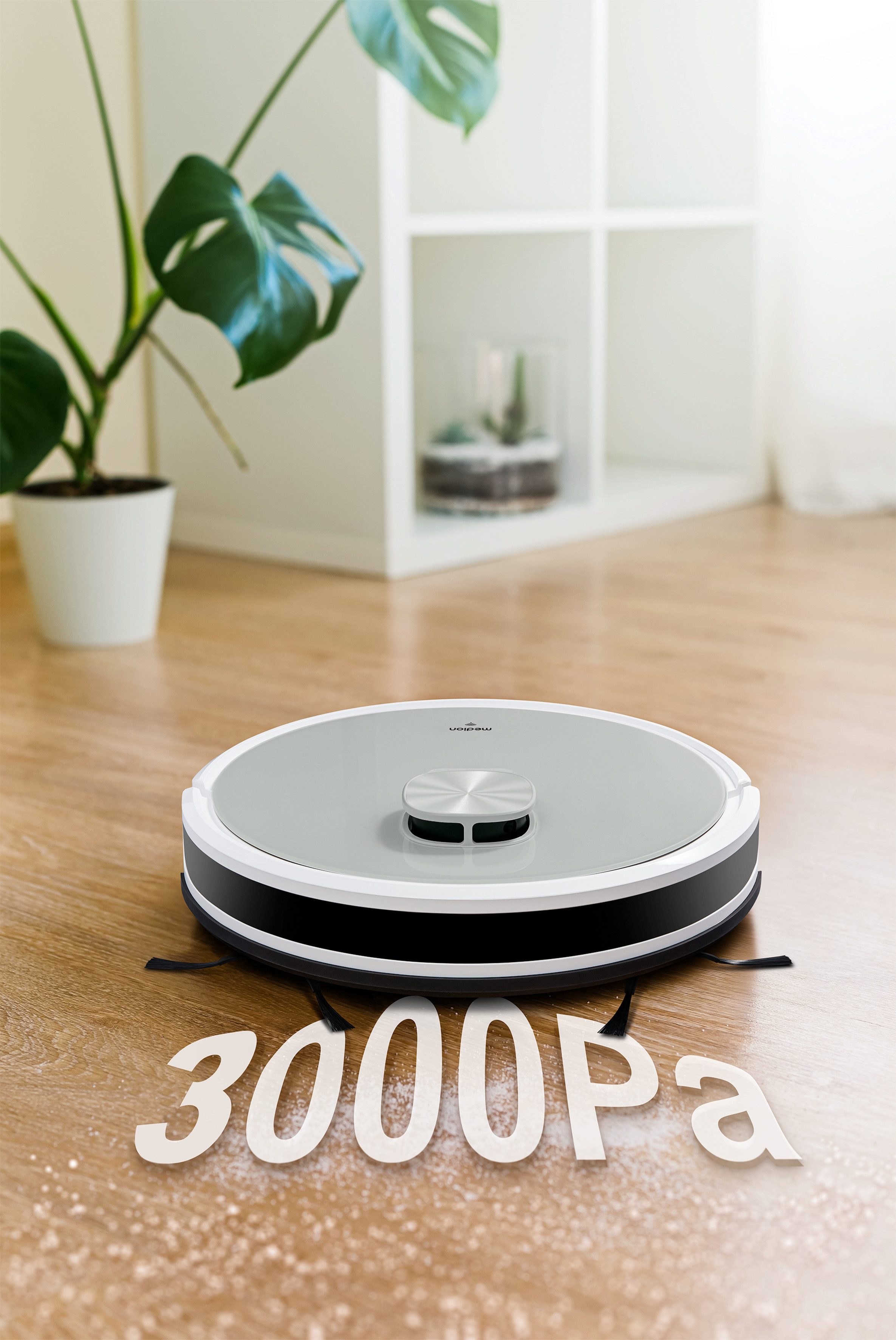 Medion® Saugroboter mit Wischfunktion X21 SW+ (MD 11500), Lasernavigation, App- und Sprachsteuerung, raumspezifische Reinigung, Verbotszonen