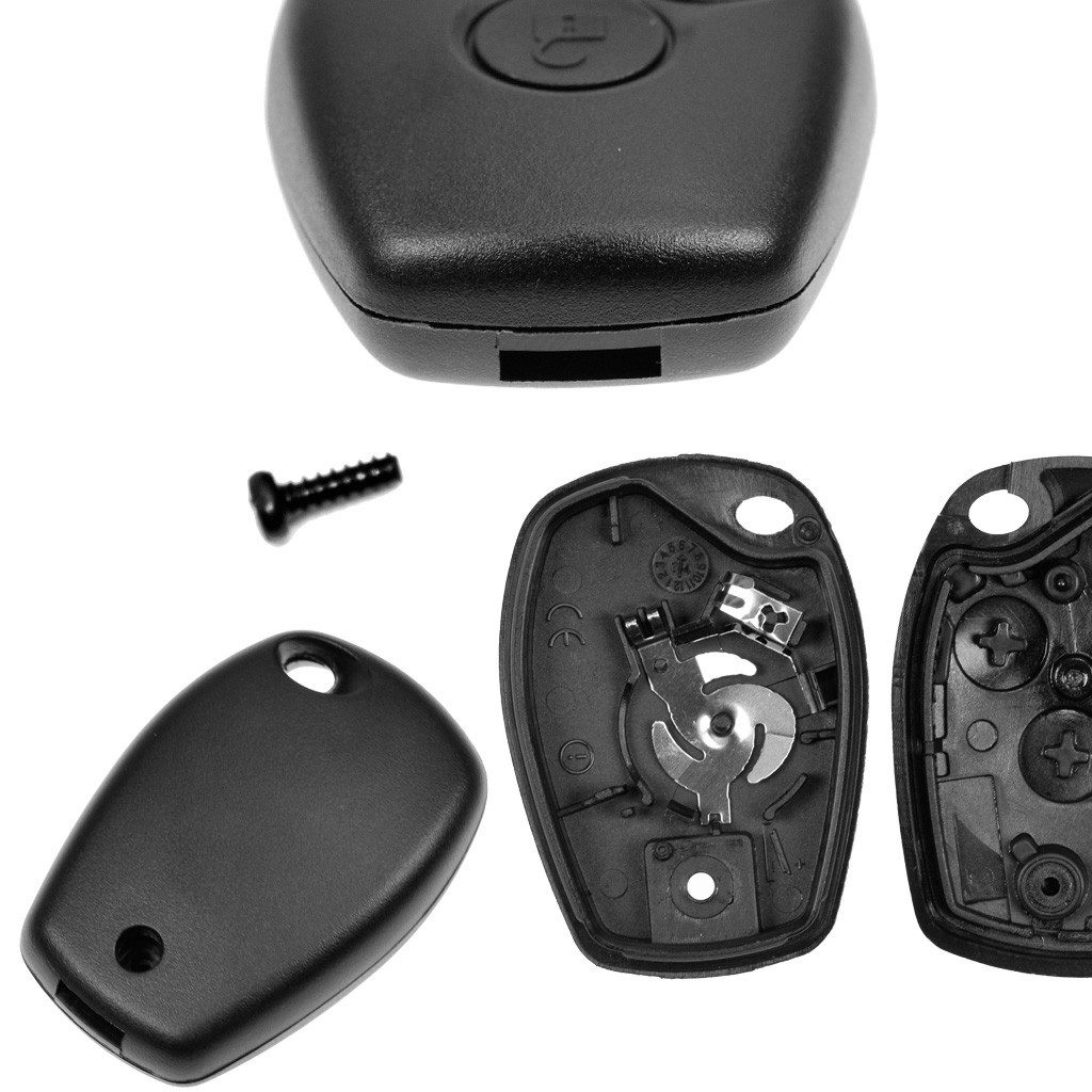 mt-key Auto Schlüssel Ersatz Gehäuse 2 Tasten + VARTA CR2016 Knopfzelle, CR2016 (3 V), für Renault Twingo II Clio Kangoo II Wind Funk Fernbedienung