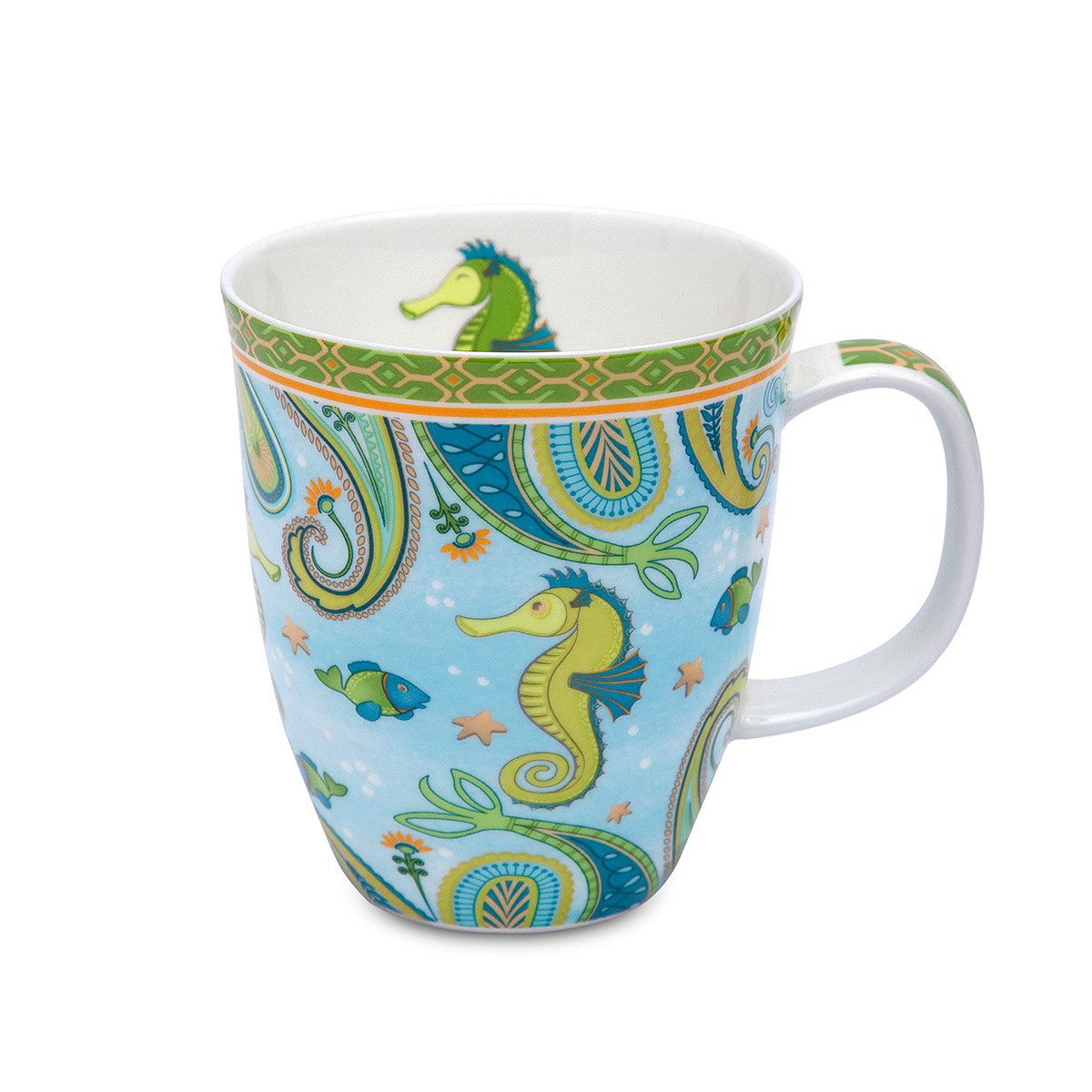 TeaLogic Tasse Sieglinde Seepferdchen Henkelbecher Fine Bone China Porzellan