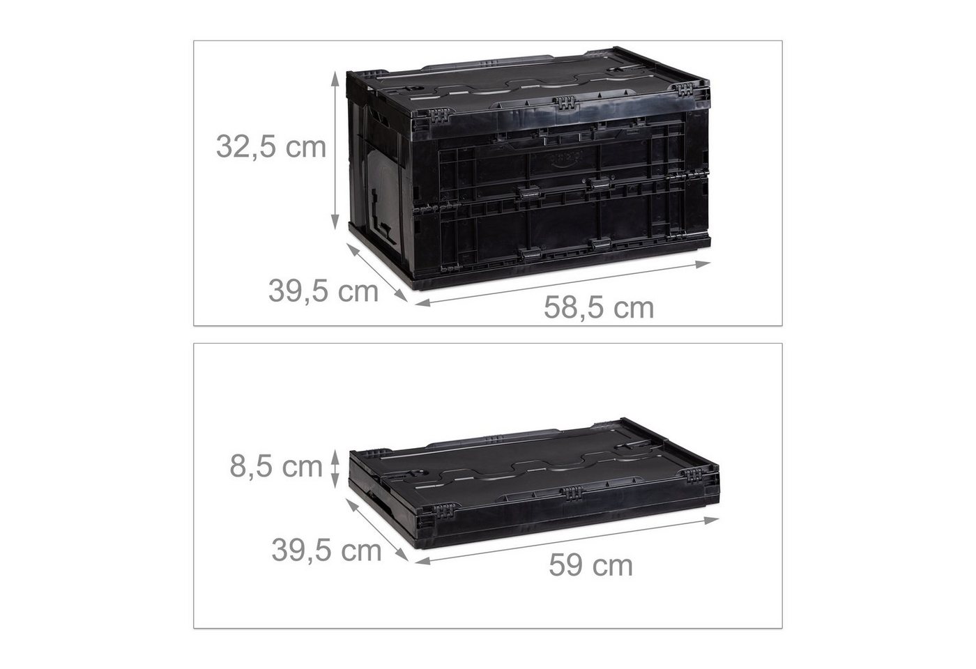 Thumbnail - relaxdays Klappbox 2 x Transportbox 60 L mit Deckel