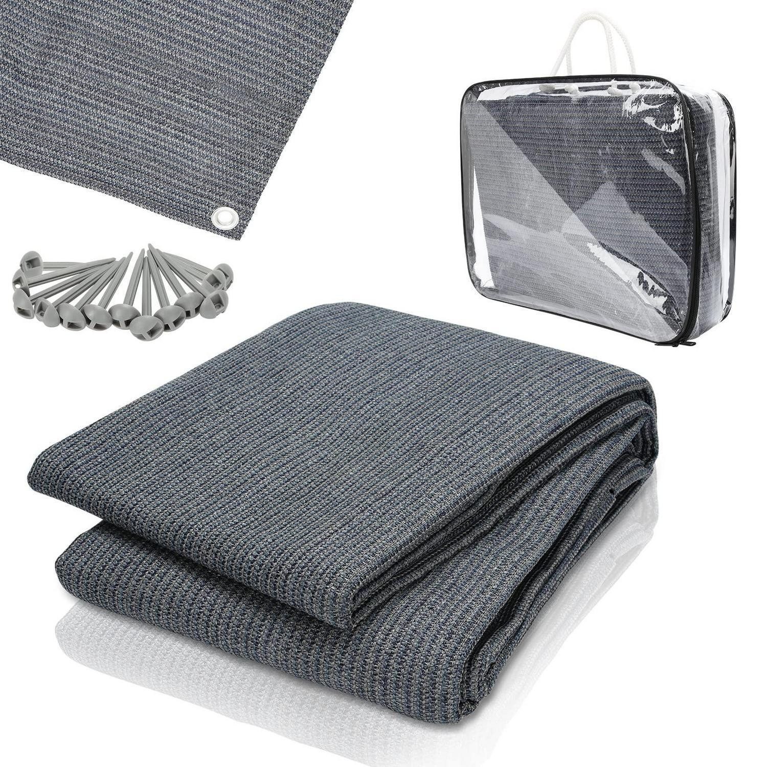 LuxusKollektion Zeltteppiche Vorzeltteppich 2.5 x 5m Grau Blau, rechteckig, Höhe: 10 mm