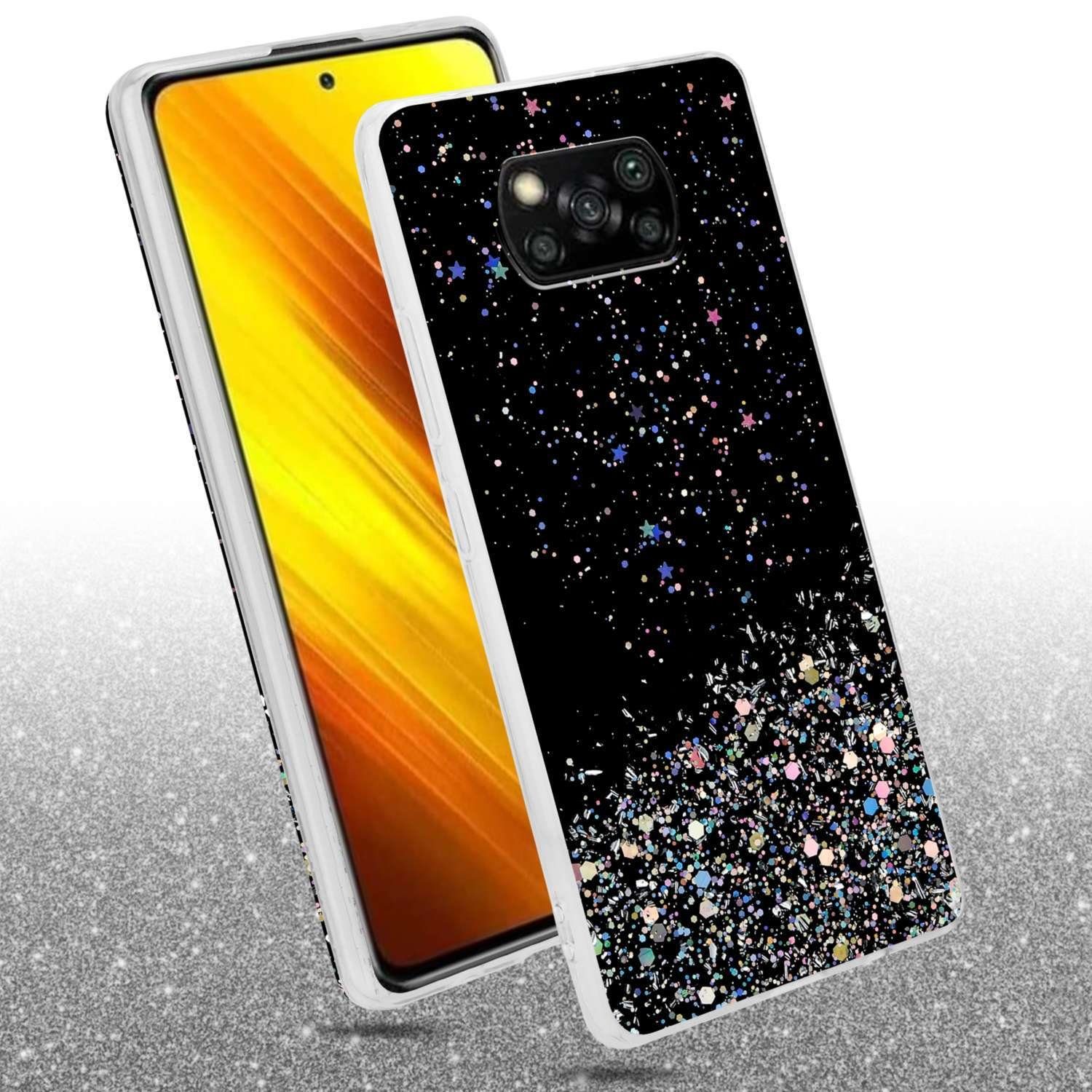 Cadorabo Handyhülle für Xiaomi POCO X3 NFC Hülle Xiaomi POCO X3 NFC, Flexible TPU Silikon Handy Schutzhülle - Hülle - mit Glitzer