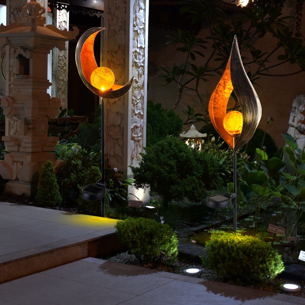Gartenleuchte, 2er Set LED Solar Steck Lampen Garten Weg