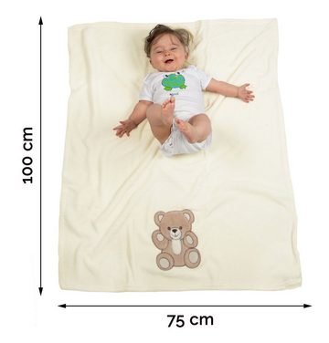 Babydecke, ZOLLNER, 3D-Teddyaufnäher, 75 x 100 cm, 100% Polyester