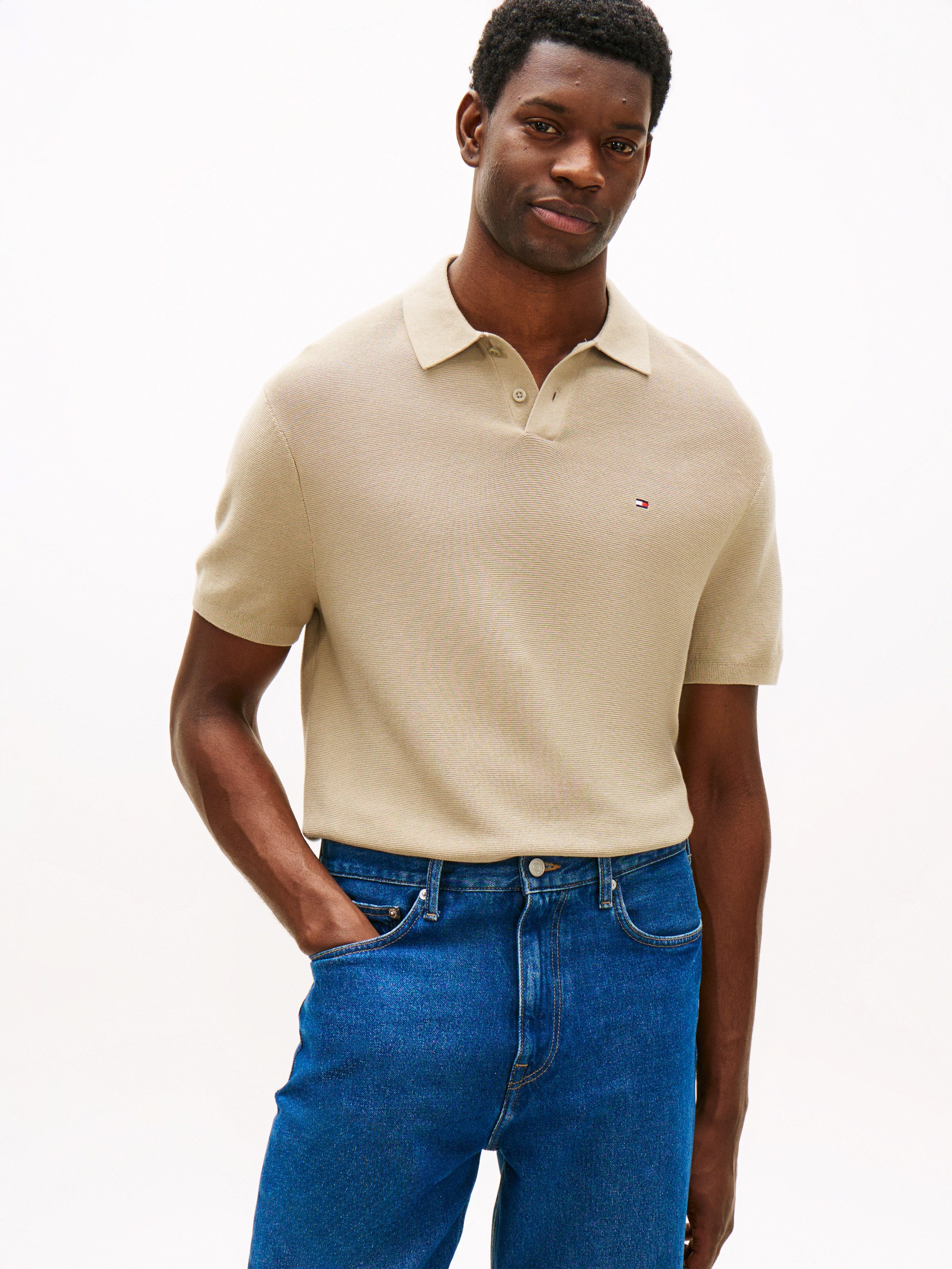 Tommy Hilfiger Polokragenpullover COOL TOUCH STRUCTURE Regular fit mit Polokragen