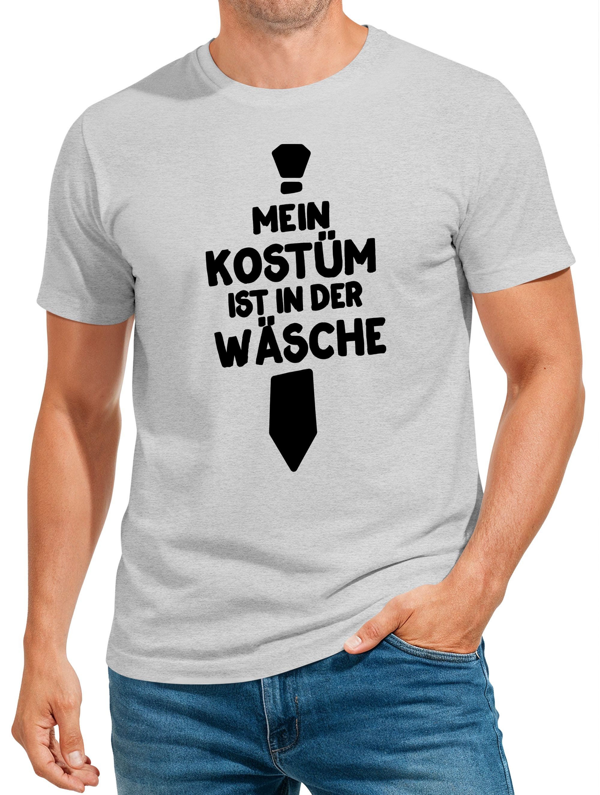 Print-Shirt Herren T-Shirt Mein Kostüm ist in der Wäsche Fasching Karneval Last