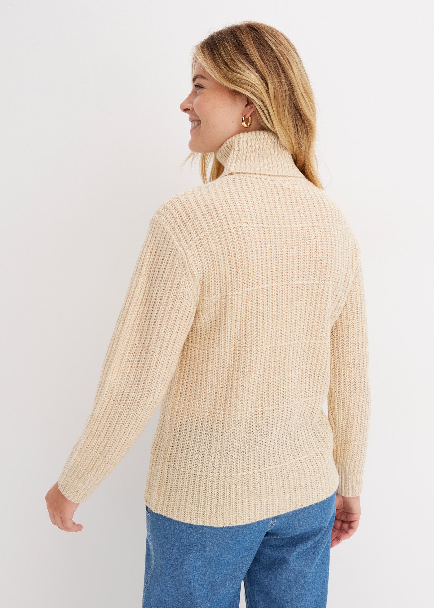 bonprix Rollkragenpullover in Rippstrick-Qualität, für kühle Tage, lässige Passform