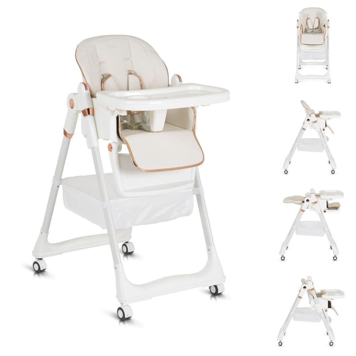 Moni Kombihochstuhl Kinderhochstuhl Lindo klappbar, Lätzchen Besteck Räder Korb höhenverstellbar