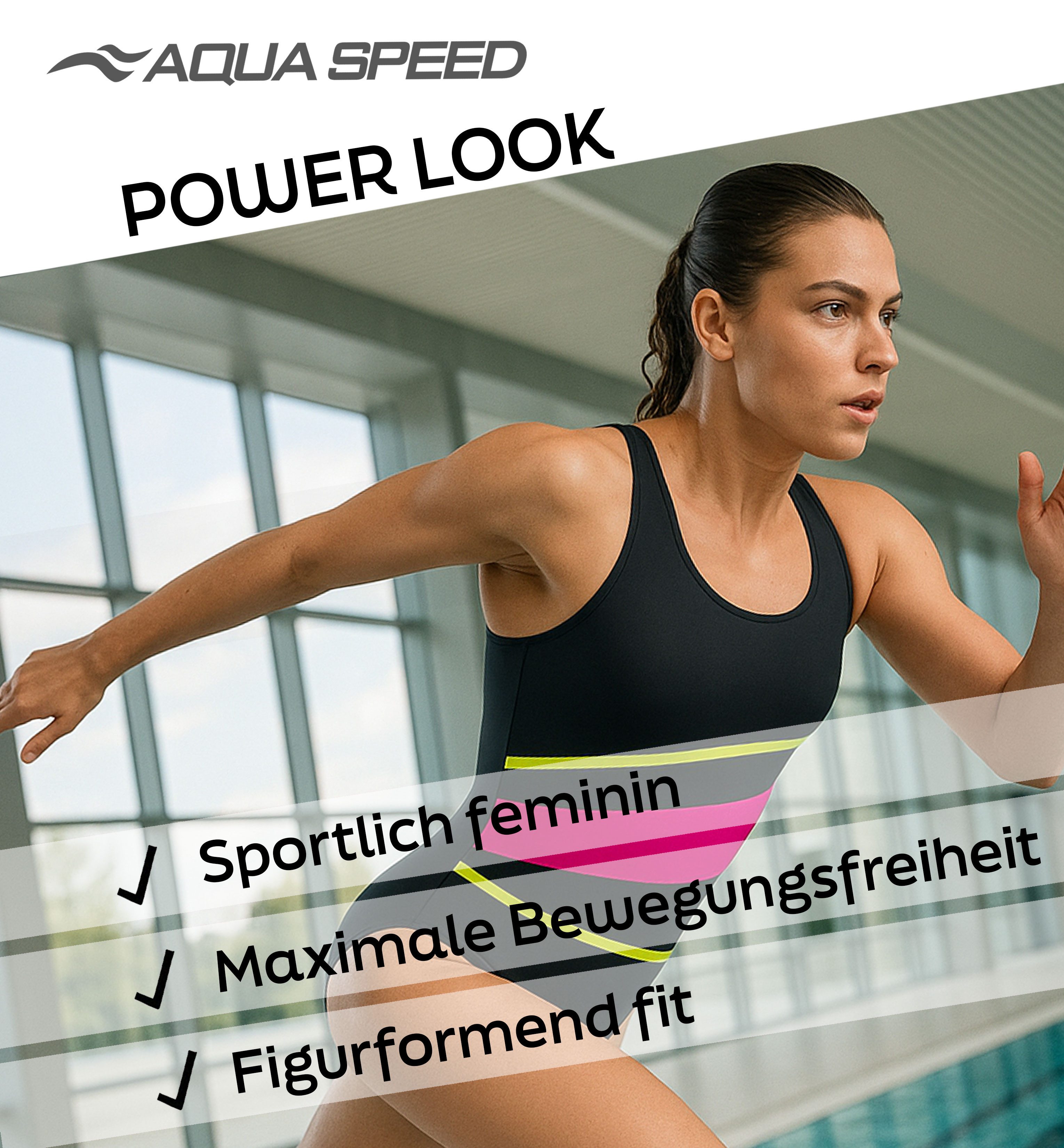 Aqua Speed Badeanzug STELLA sportlicher Damen Badeanzug Einteiler Soft Cups Racerback