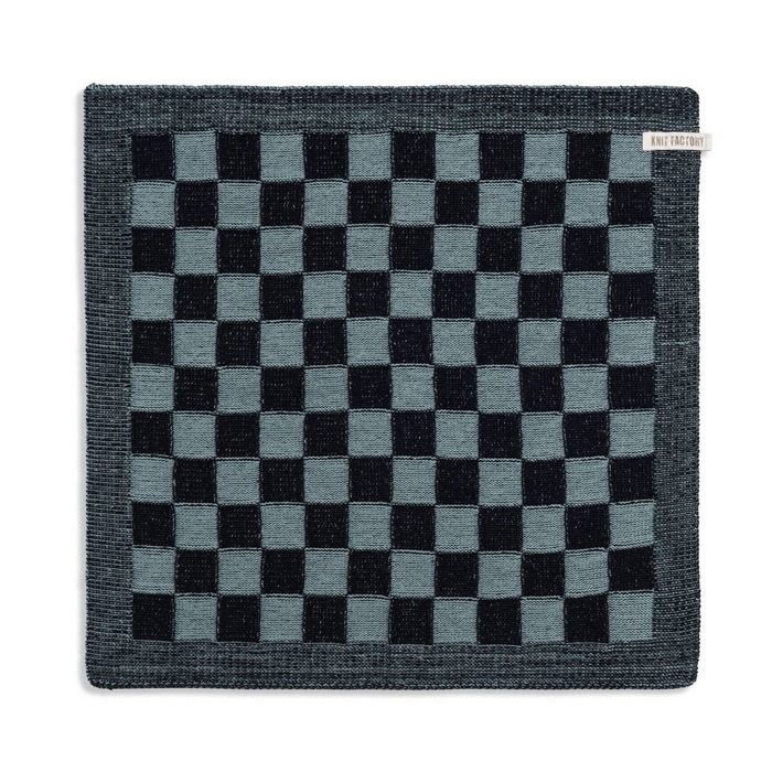 Knit Factory Geschirrtuch Block Küchenhandtücher 50x50 cm Kariert Stonegreen;Schwarz aus 100% Baumwolle Premium-Qualität - Vielfältig einsetzbares