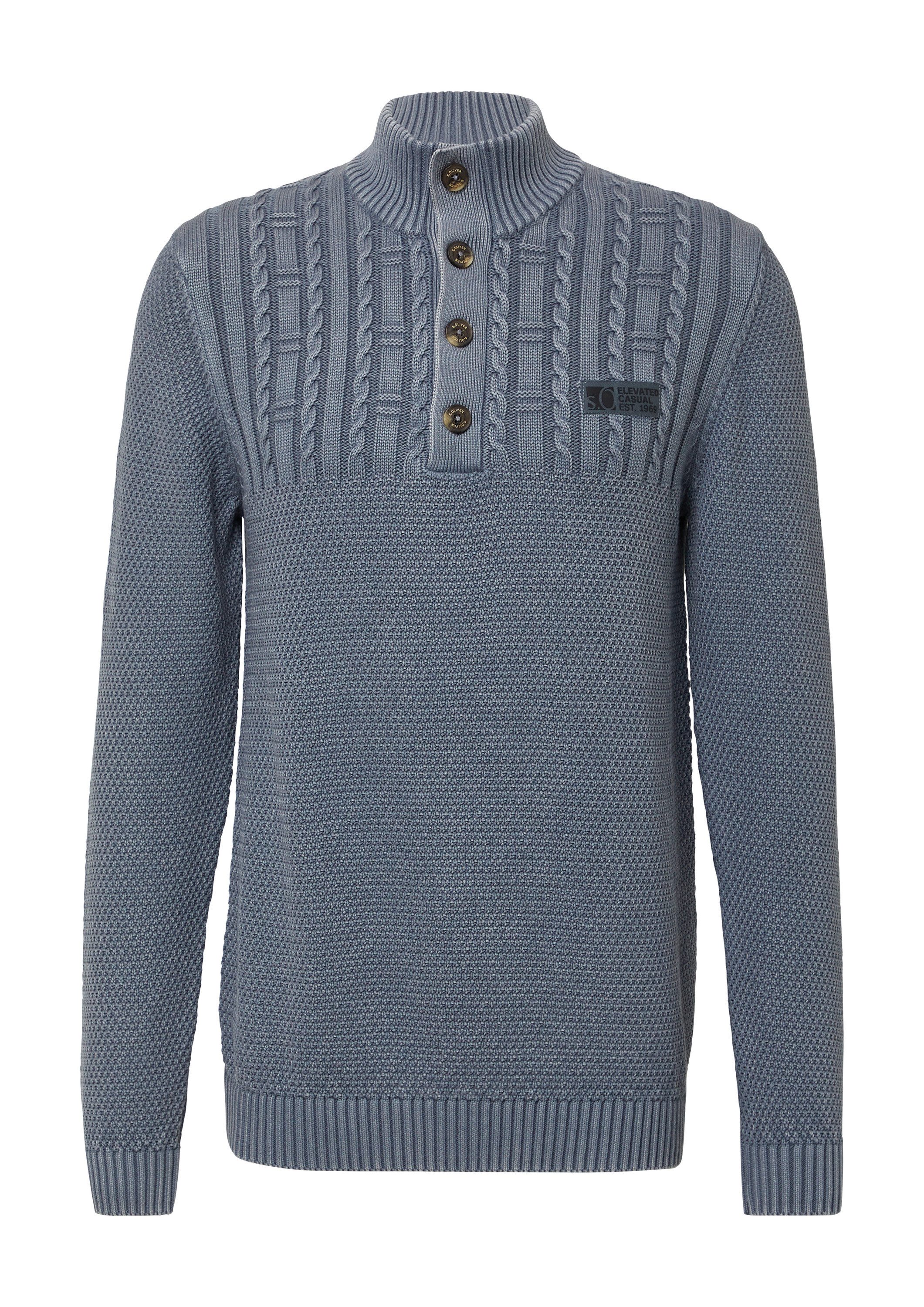 s.Oliver Longpullover Strickpullover Strukturmix-Troyer aus Baumwolle mit G günstig online kaufen