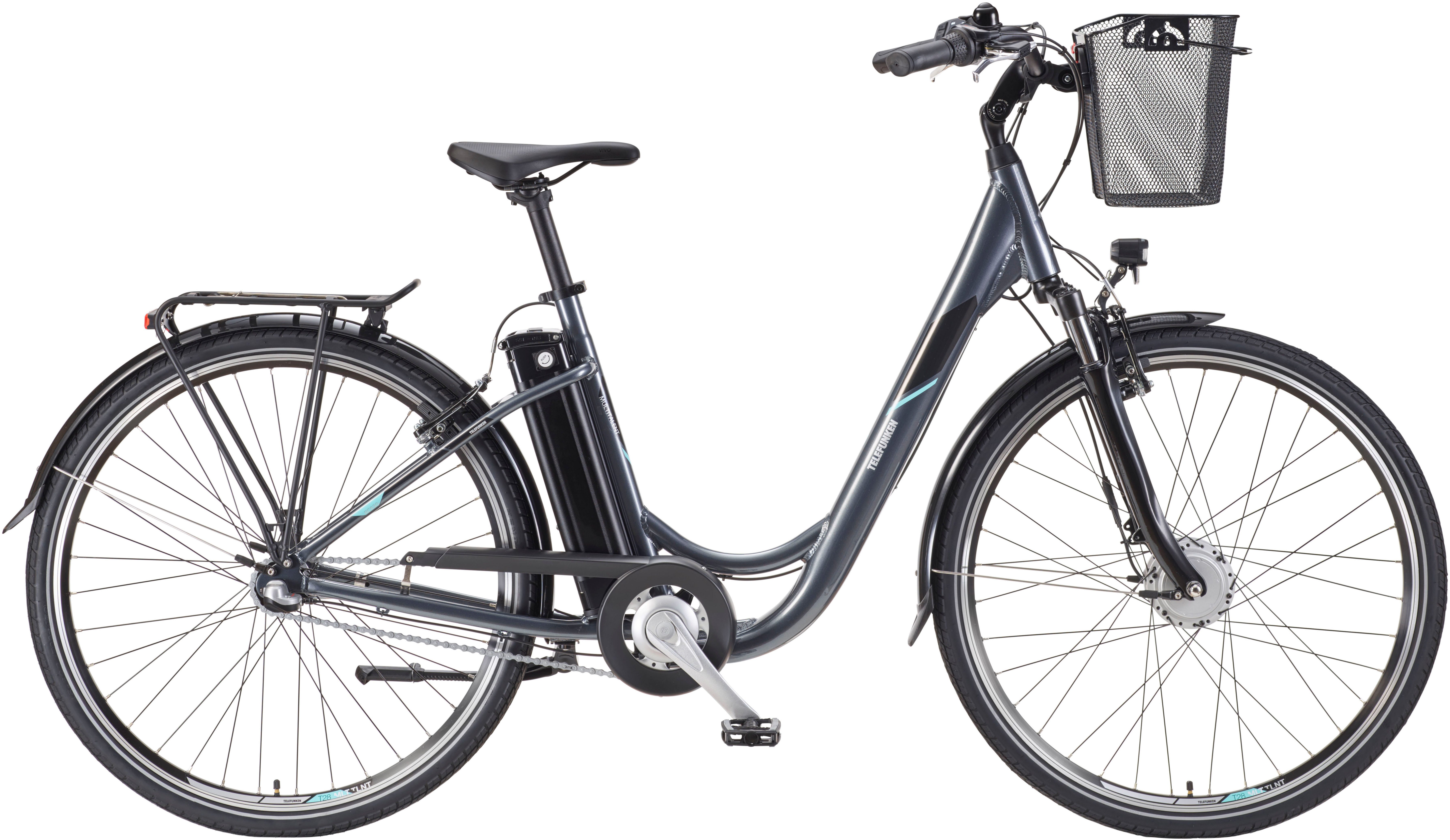 Telefunken E-Bike Cityrad Multitalent RC830, 3 Gang Shimano Nexus Schaltwerk, Frontmotor, 531,3 Wh, Pedelec, Elektrofahrrad für Damen u. Herren